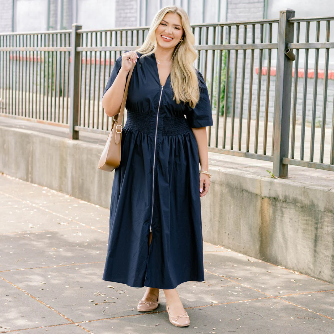 It's A Match Dress, Navy - Giverhouse