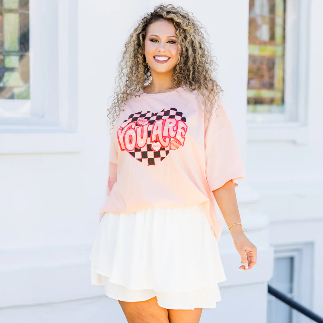 You Are Everything Boyfriend Tee, Cream Pink - Giverhouse