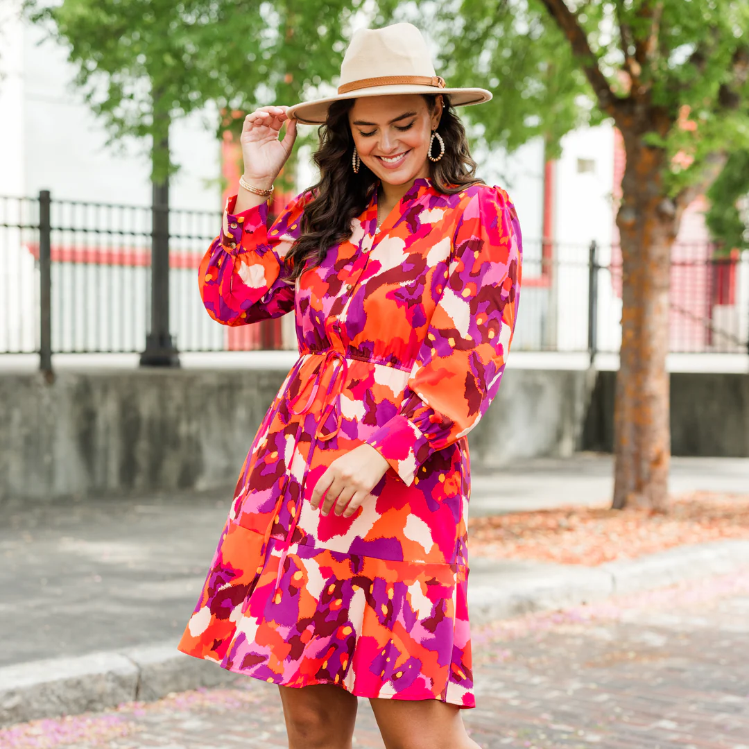 Touch Of Autumn Dress, Pink - Giverhouse