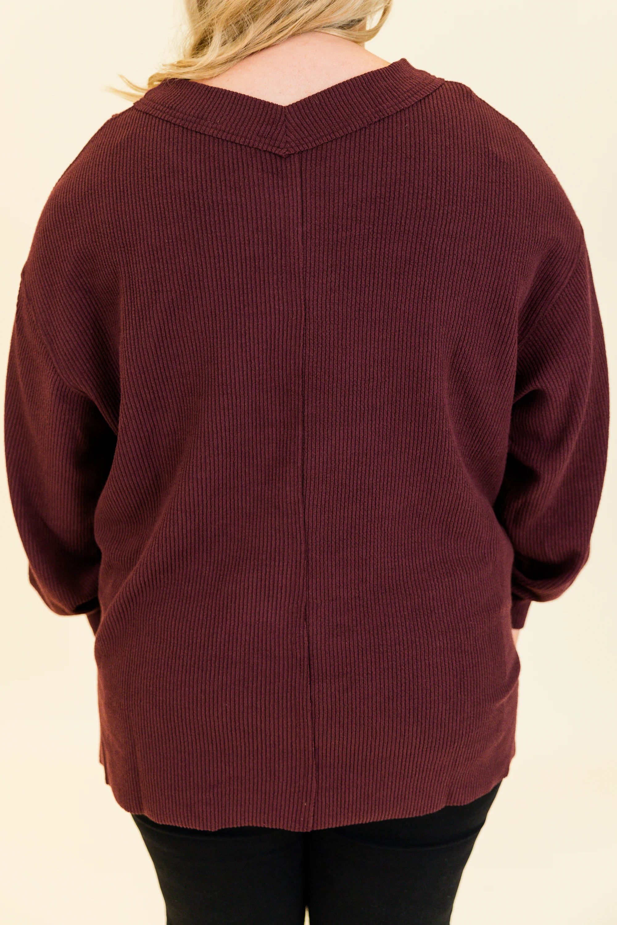Cozy Textured Sweatshirt, Raisin - Giverhouse