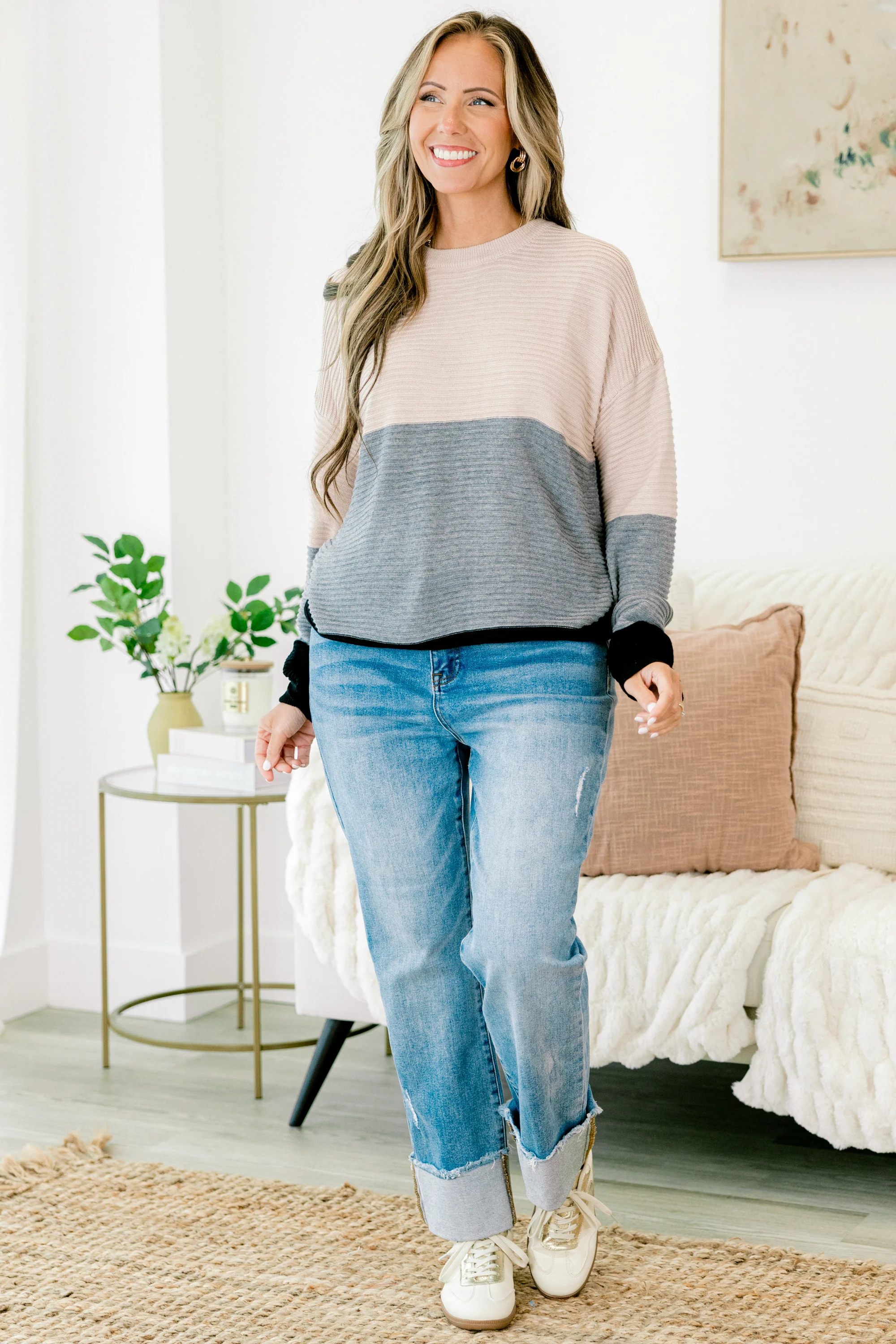 Stranger Conversations Sweater, Tan - Giverhouse