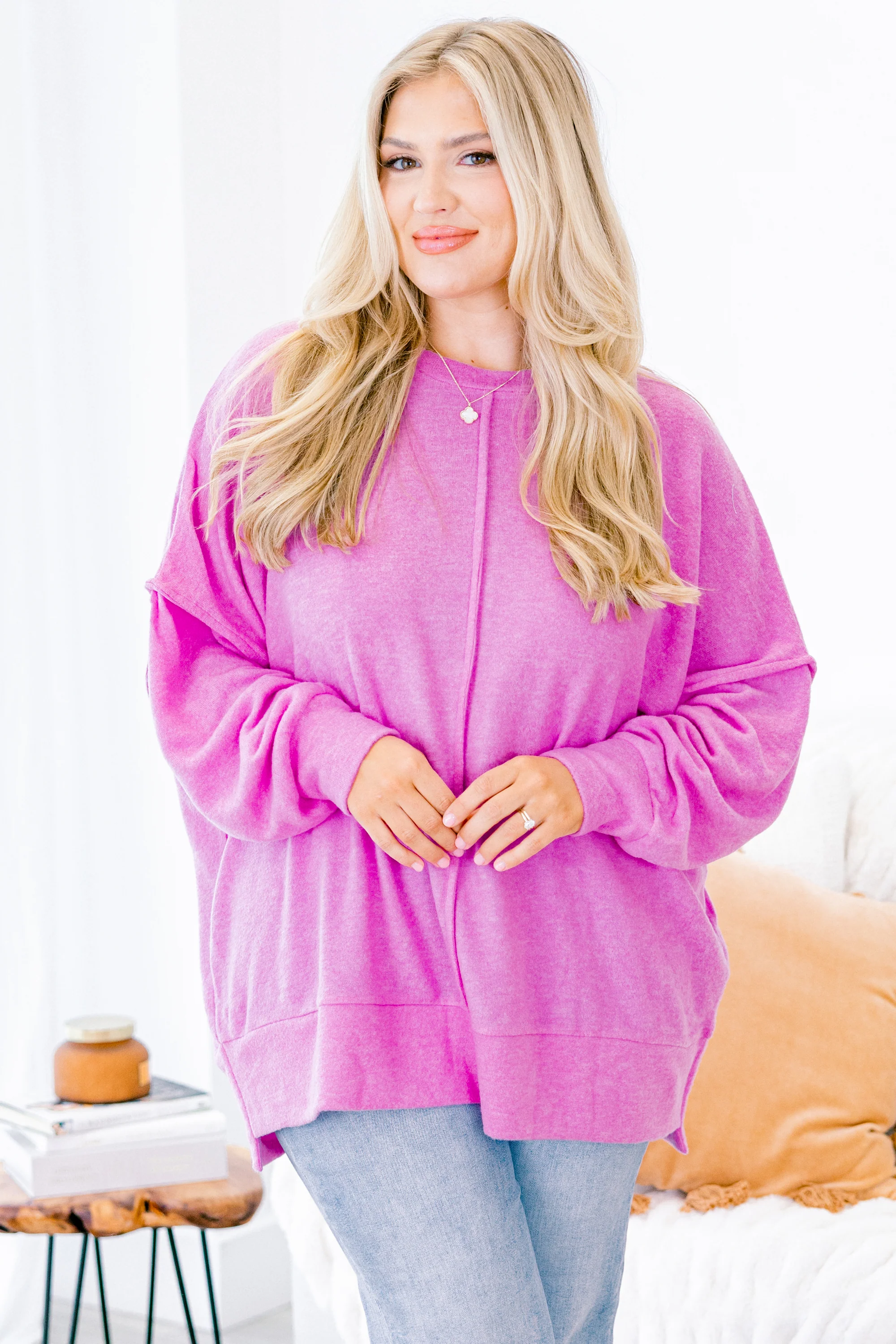 So Comfy Sweater, Bright Mauve - Giverhouse