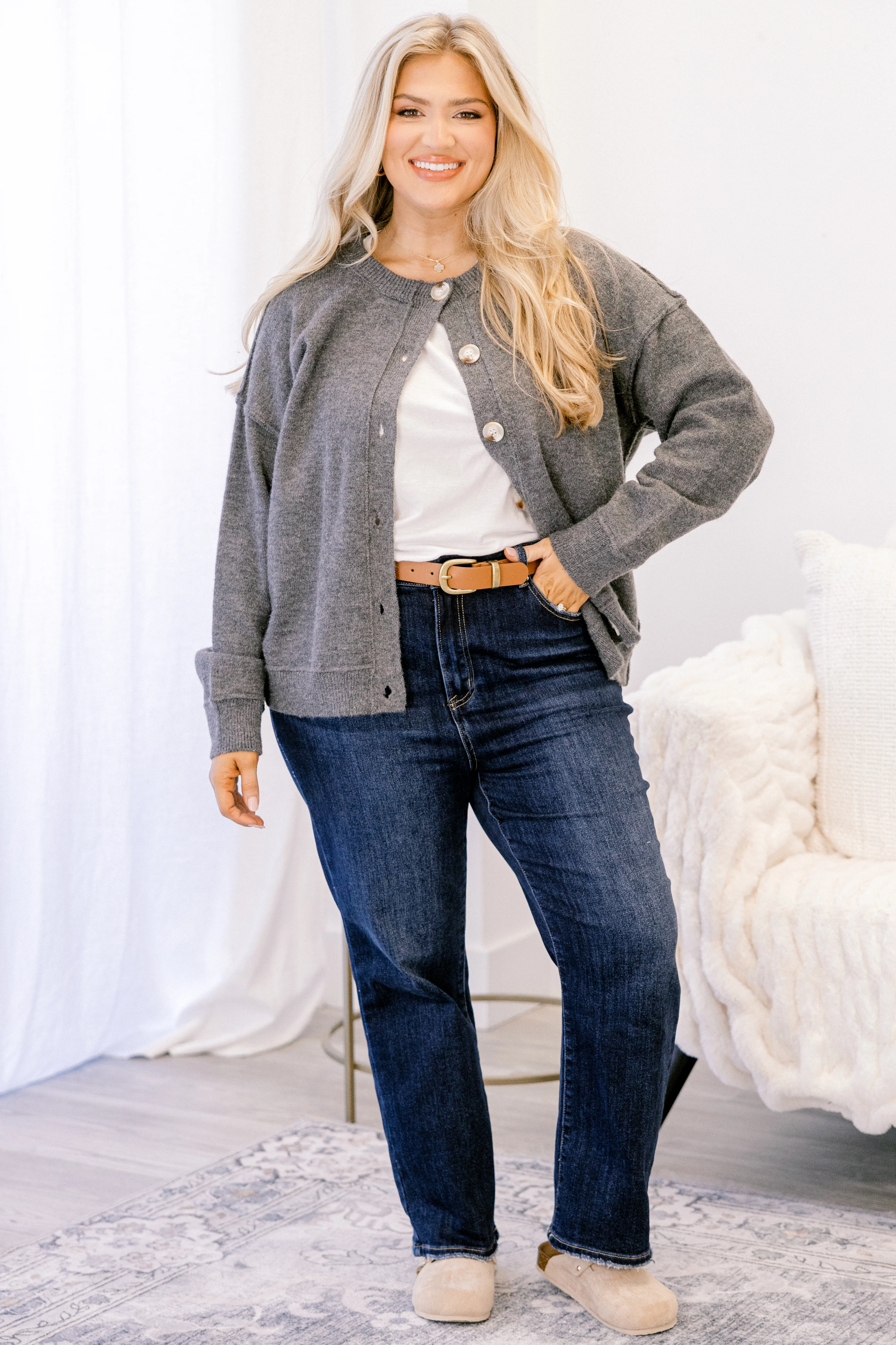 Out There Somewhere Cardigan, Gray - Giverhouse