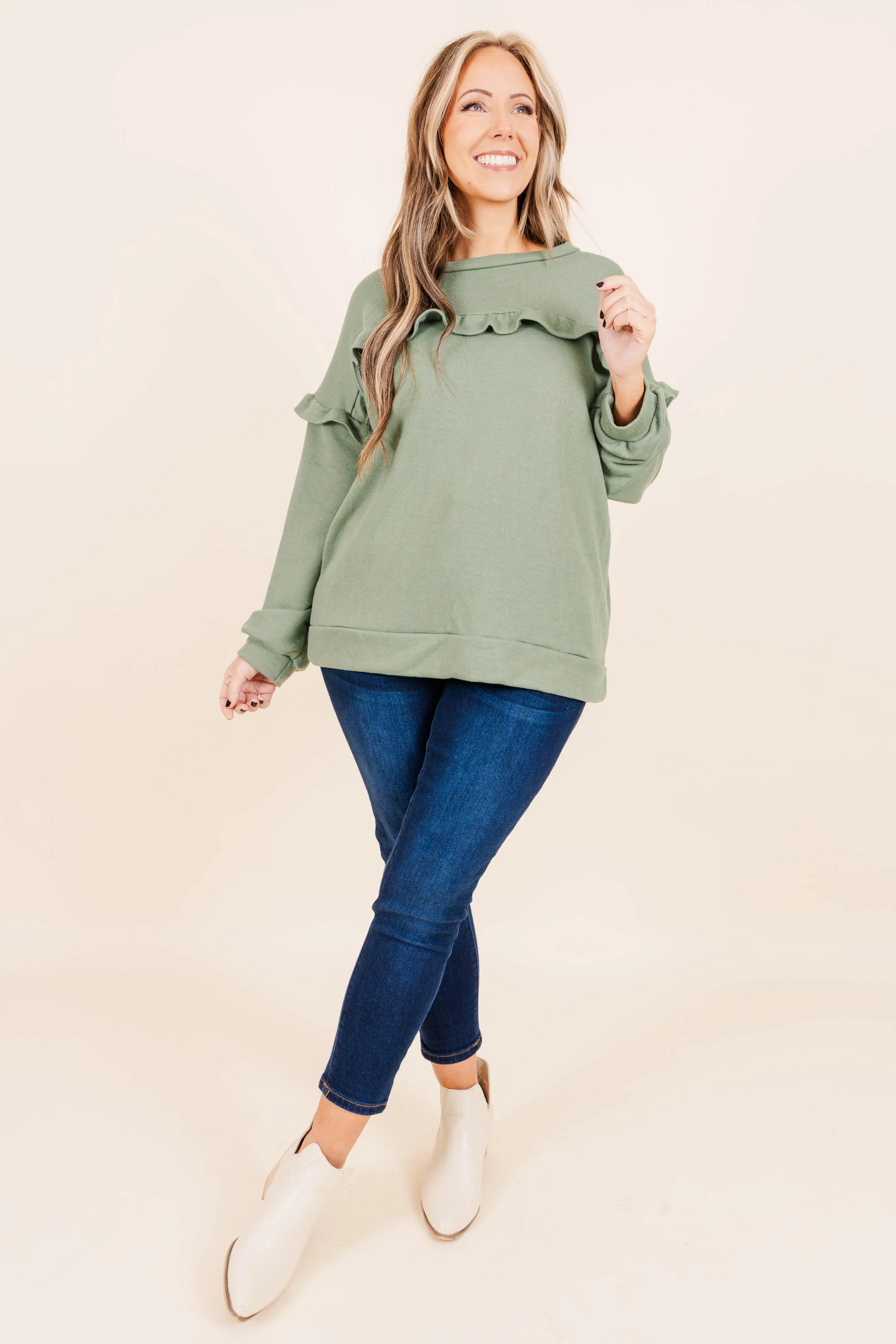 Toffee Kisses Pullover, Sage - Giverhouse