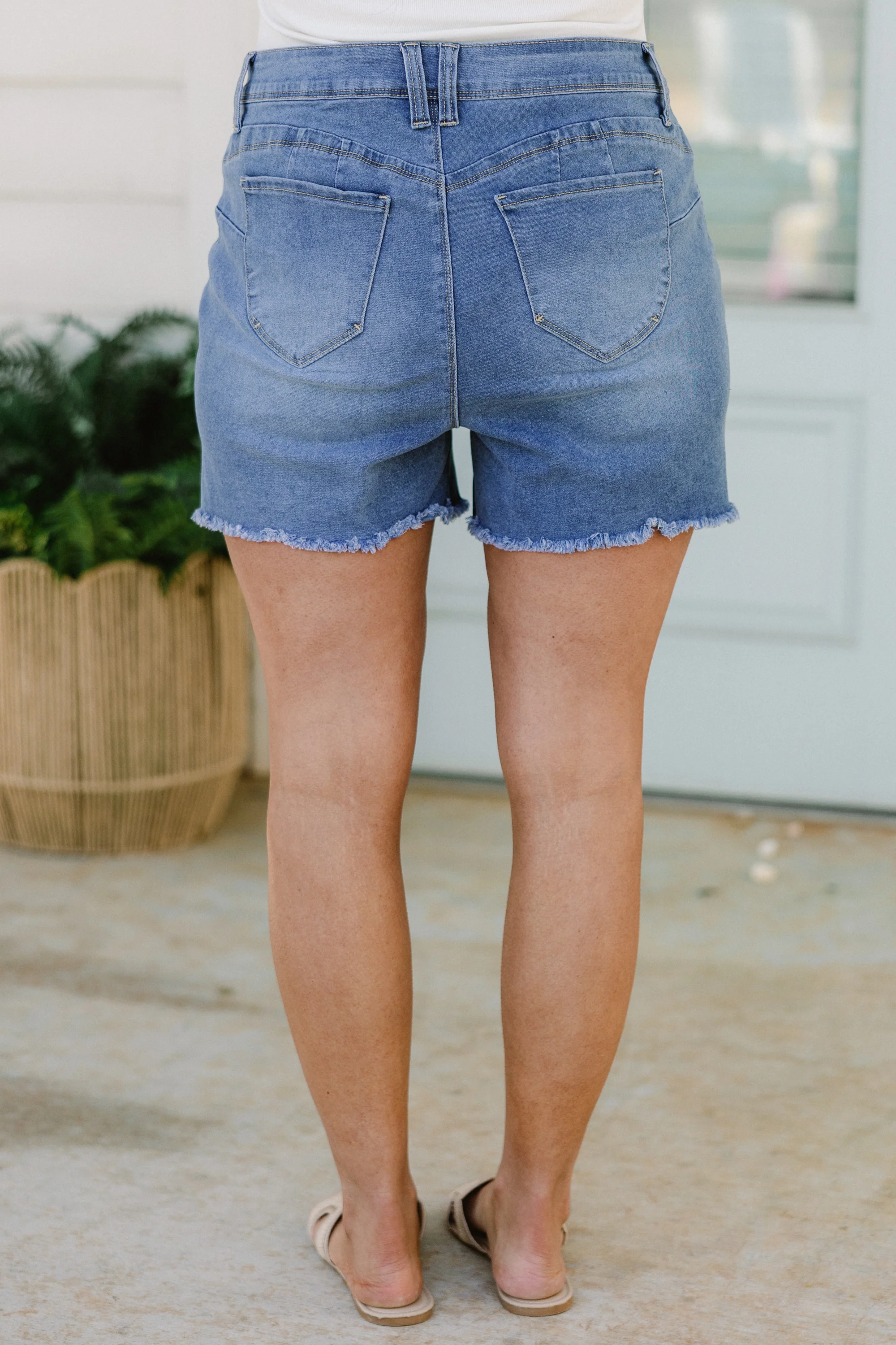 With A Little Luck Shorts, Medium Wash - Giverhouse