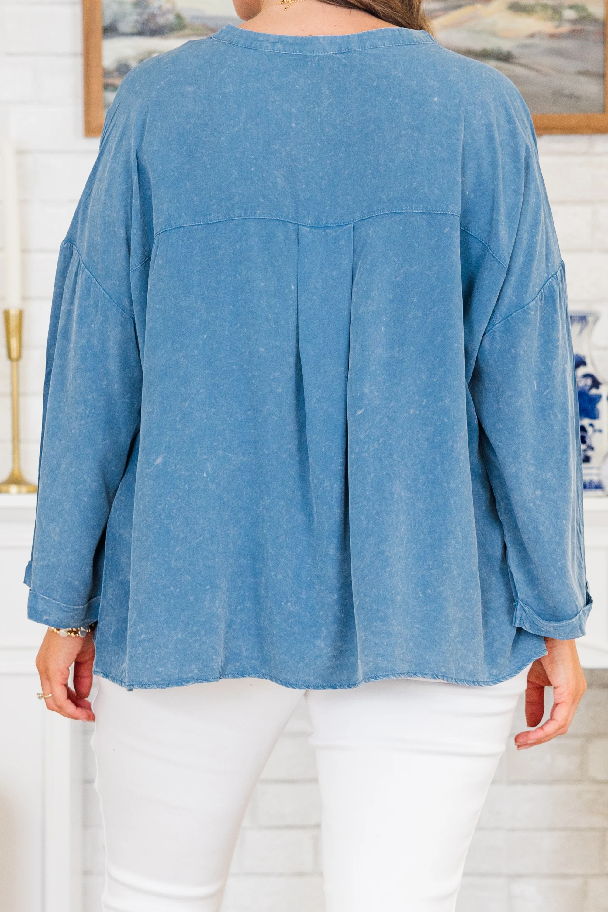 Praying For Sunshine Top, Denim - Giverhouse