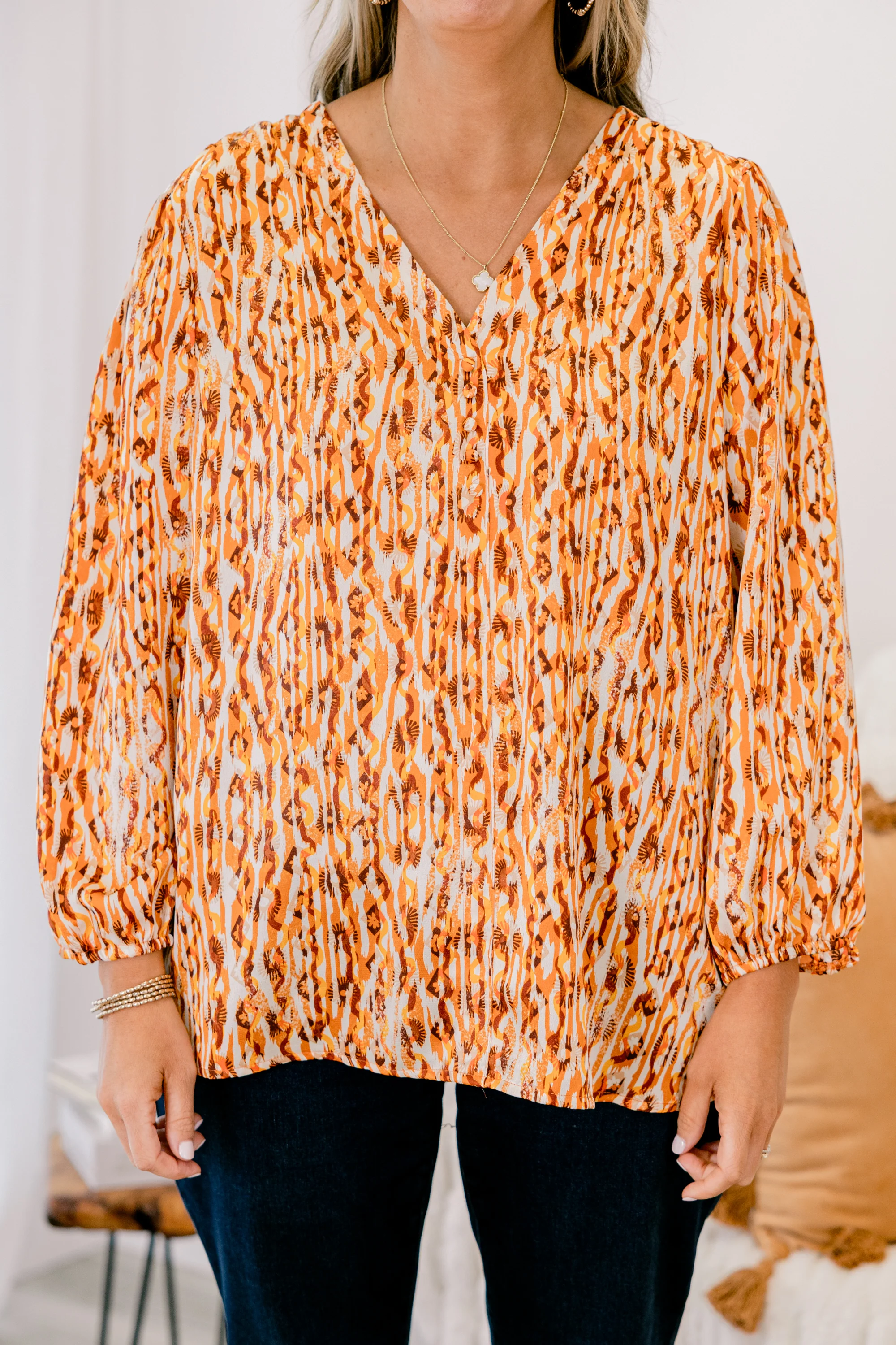 Timeless Flow Top, Mustard Multi - Giverhouse