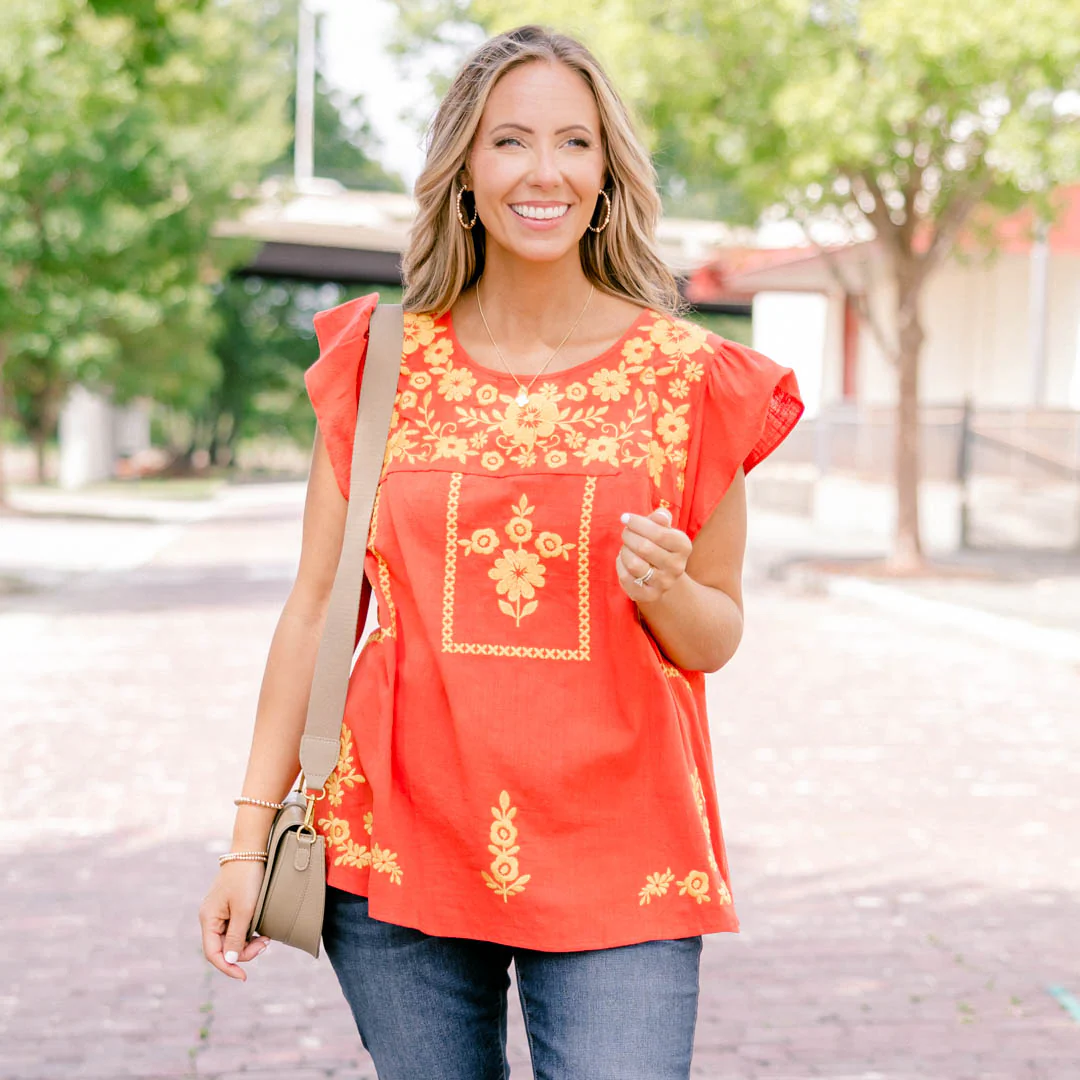 Warmer Breeze Top, Rust Marigold - Giverhouse