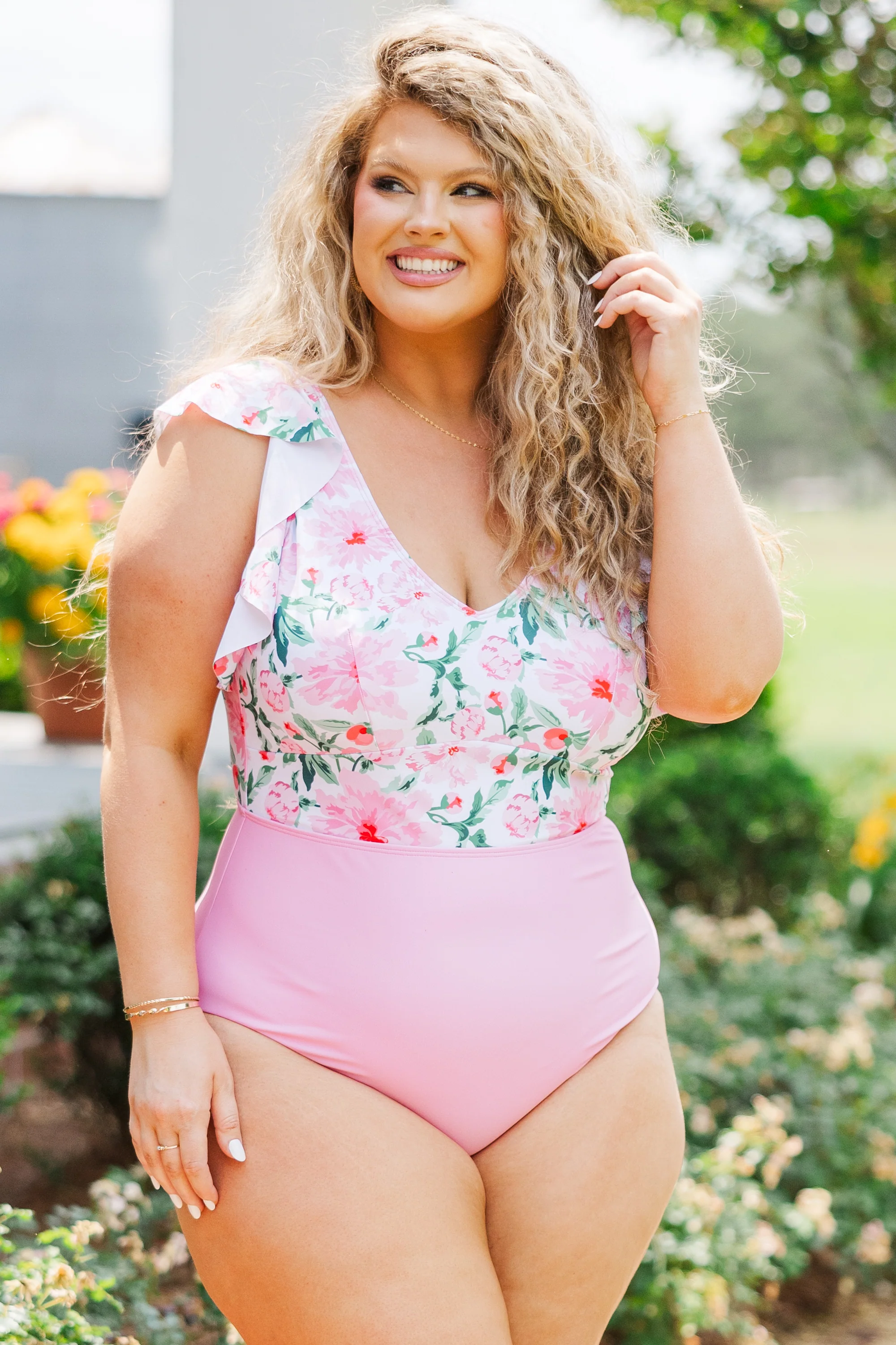 Spending My PTO Swimsuit, Pink Floral - Giverhouse