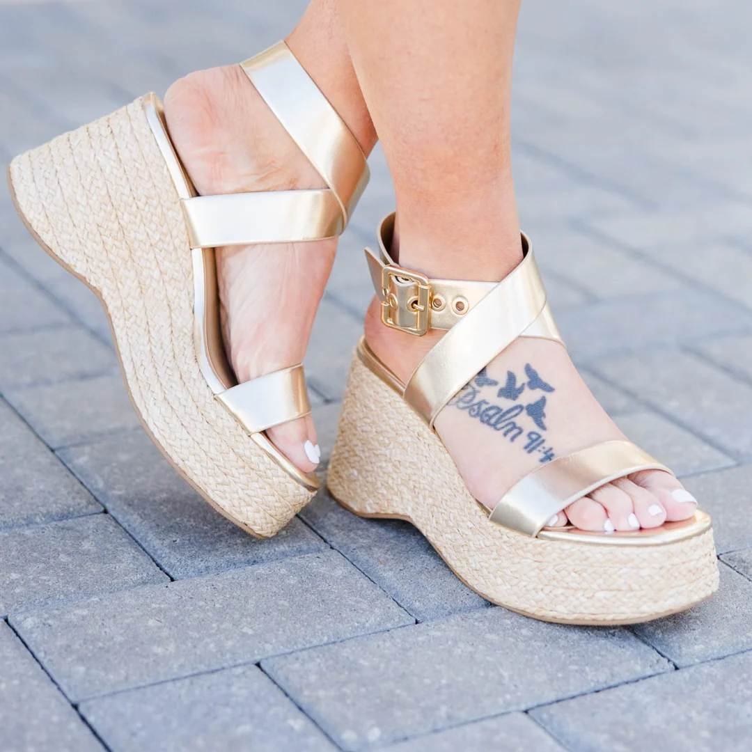 Miami Nights Wedges, Gold - Giverhouse
