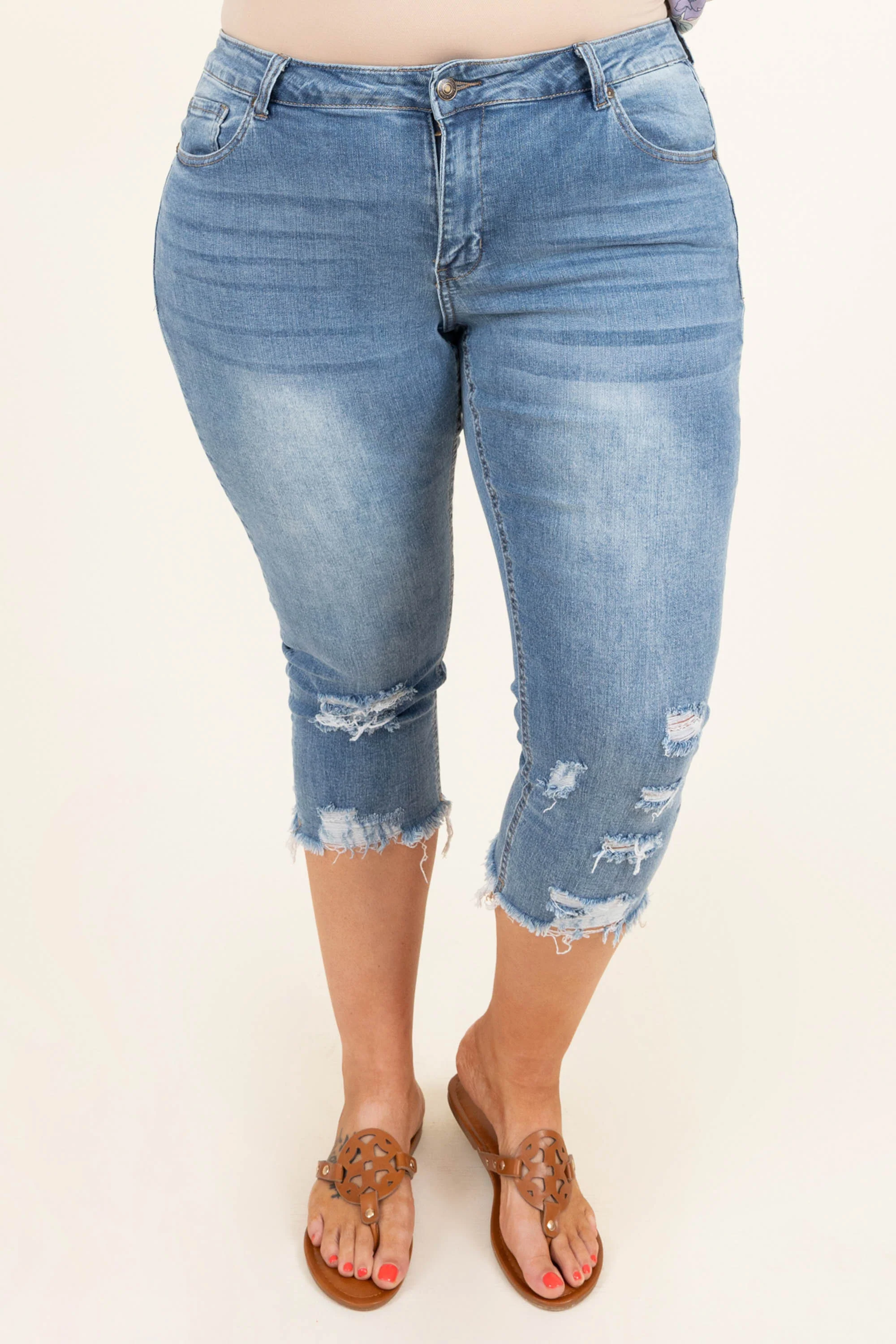 Like I Said Capris, Light Wash - Giverhouse