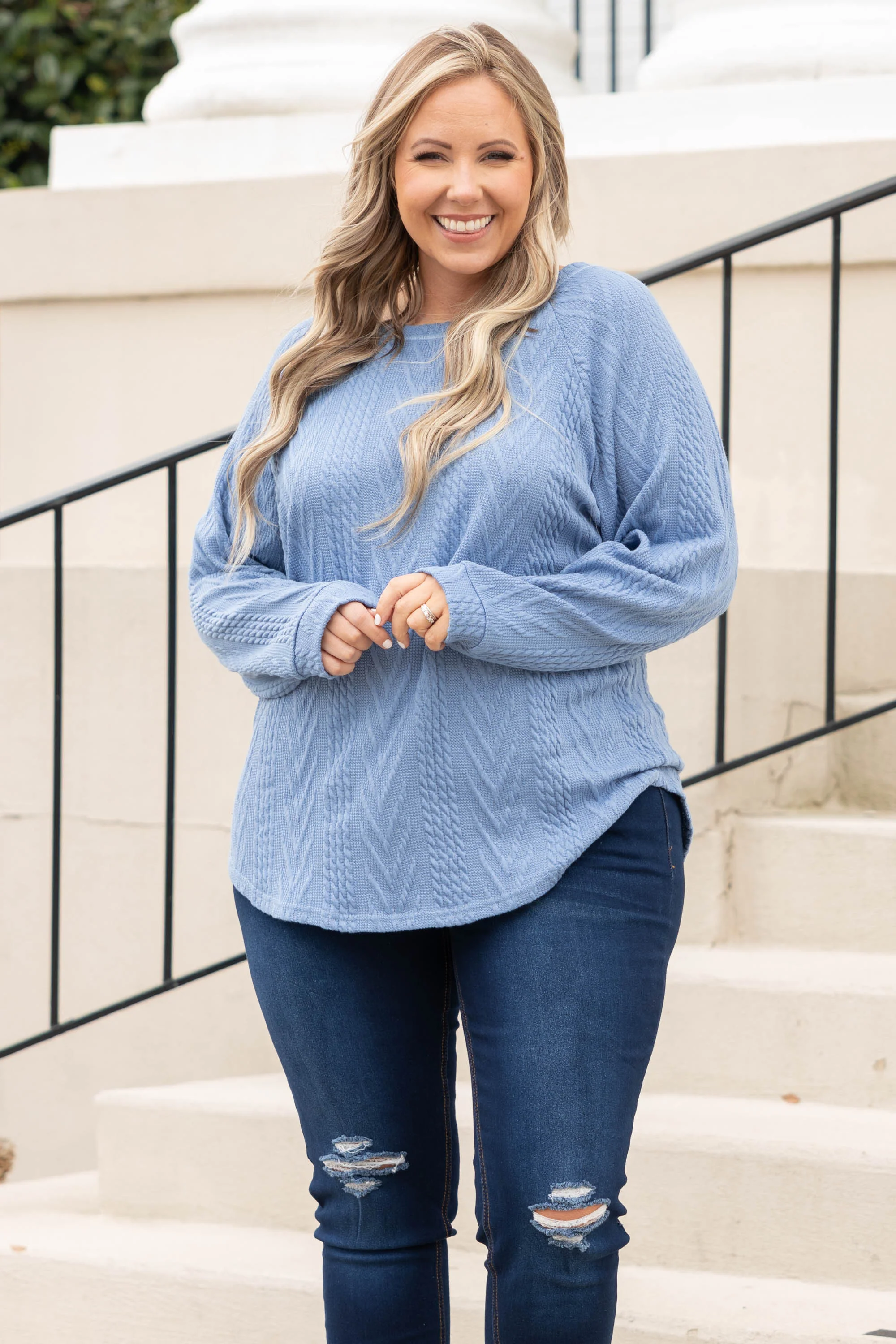 Slouchy Cableknit, Spring Blue - Giverhouse