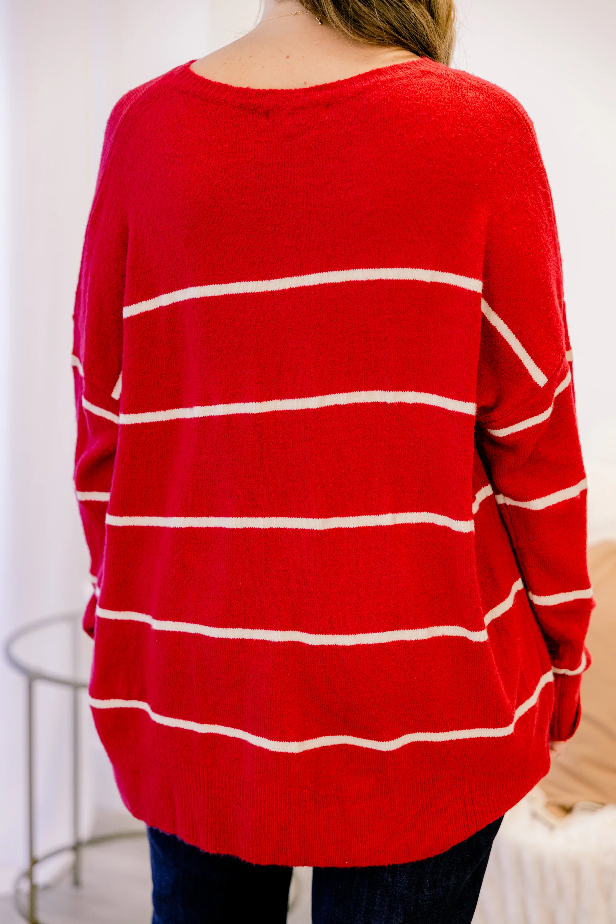 Slumber Party Sweater, Red-Cream - Giverhouse