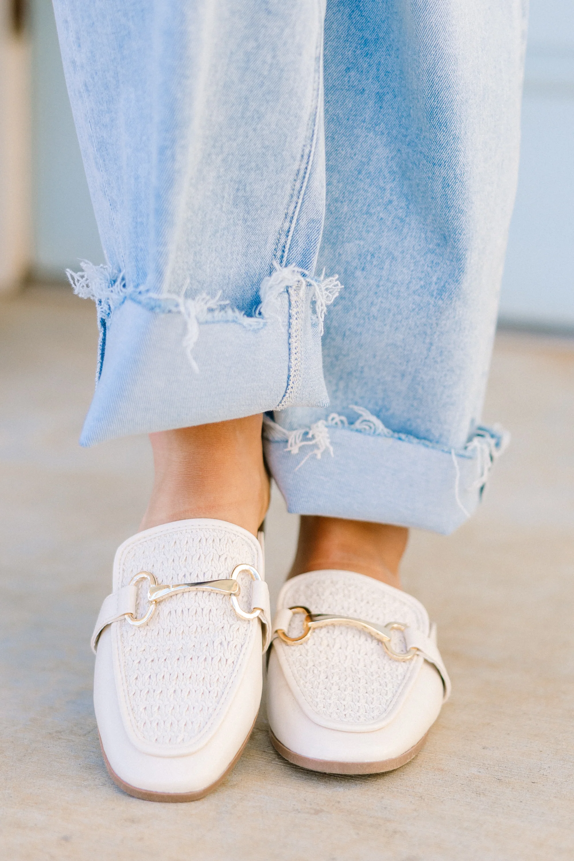 Keep Holding On Mules, Ivory - Giverhouse