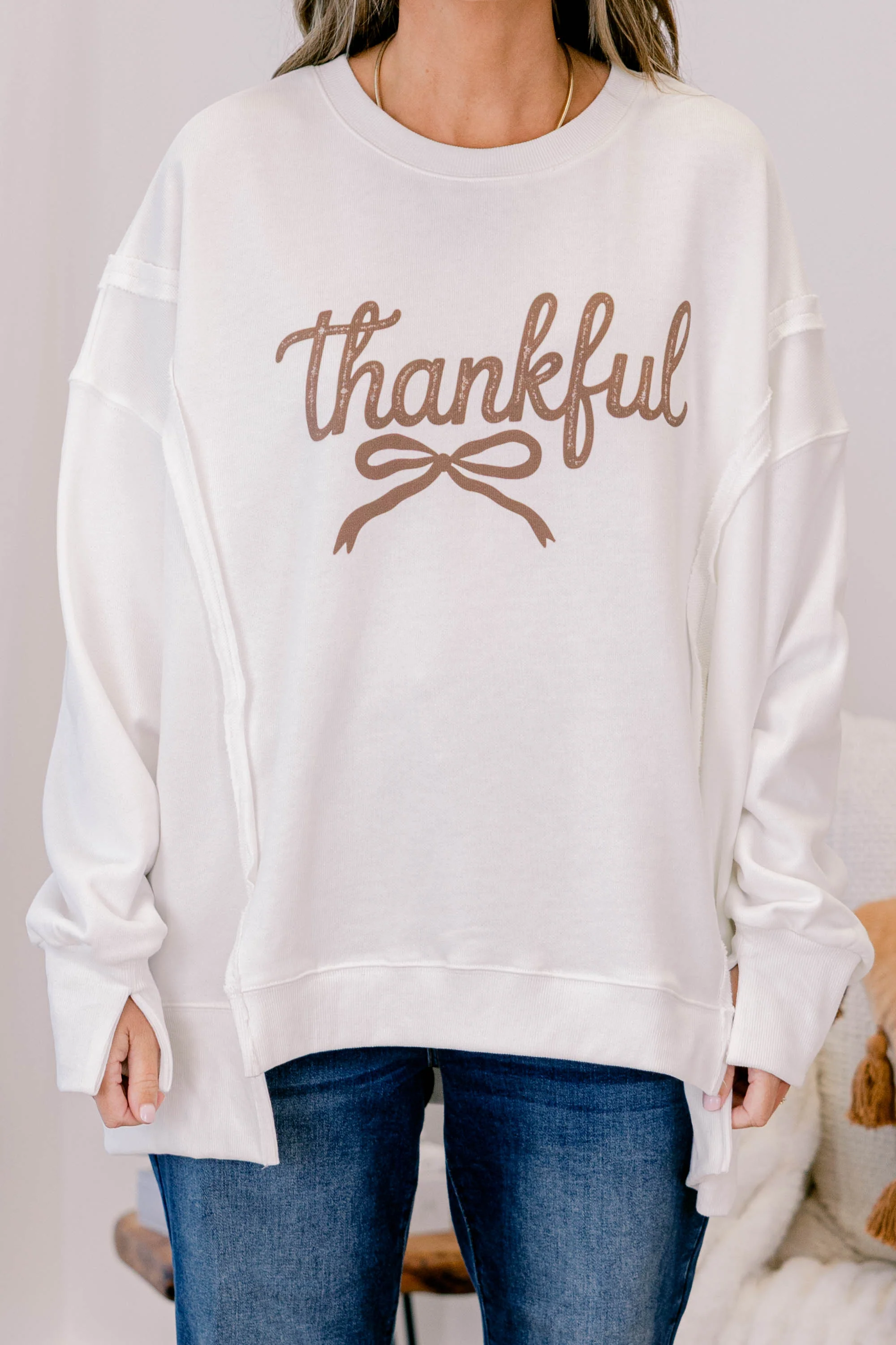 Thankful for the Season Comfy Crew, Ivory - Giverhouse