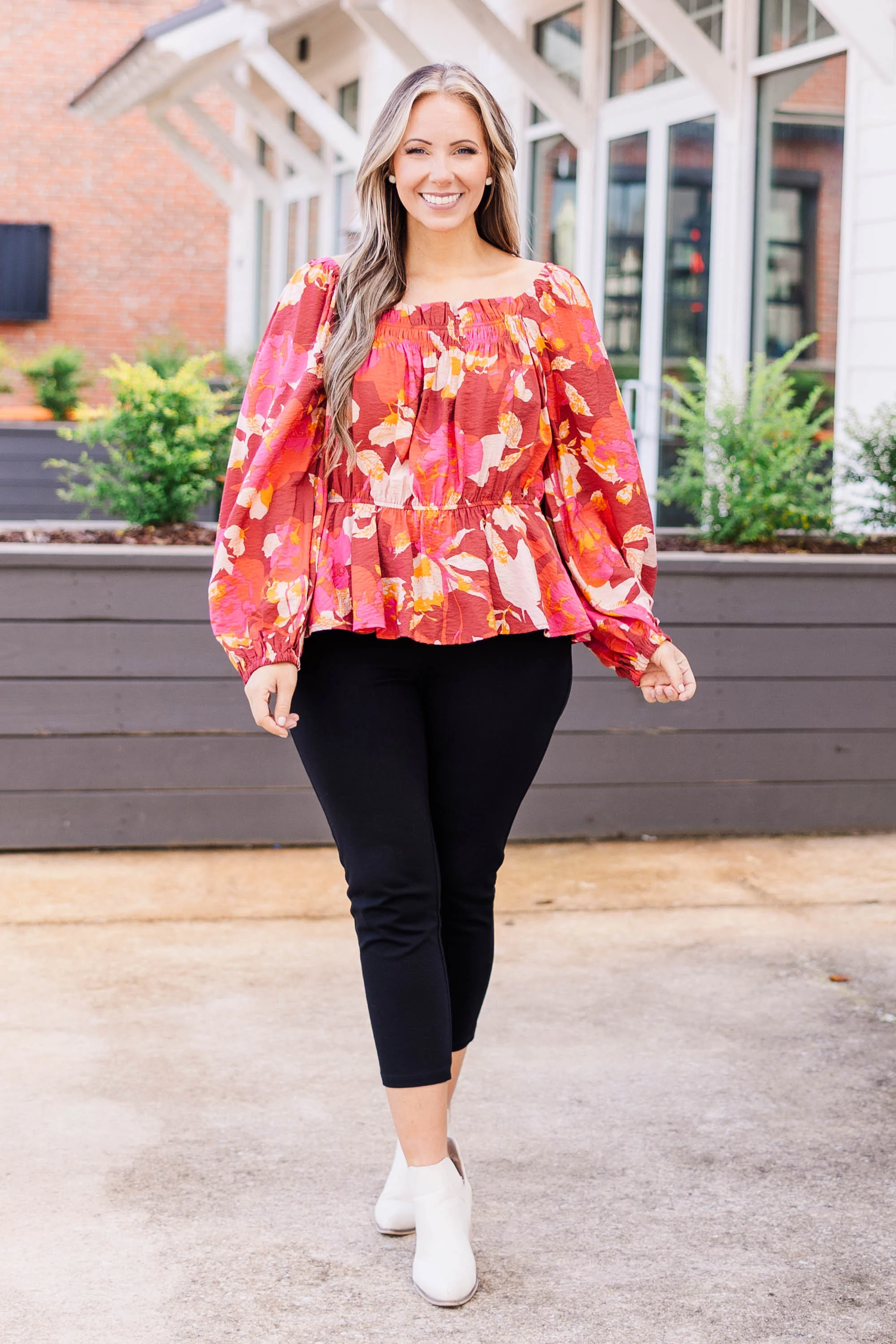 Petal Perfection Blouse, Brick - Giverhouse