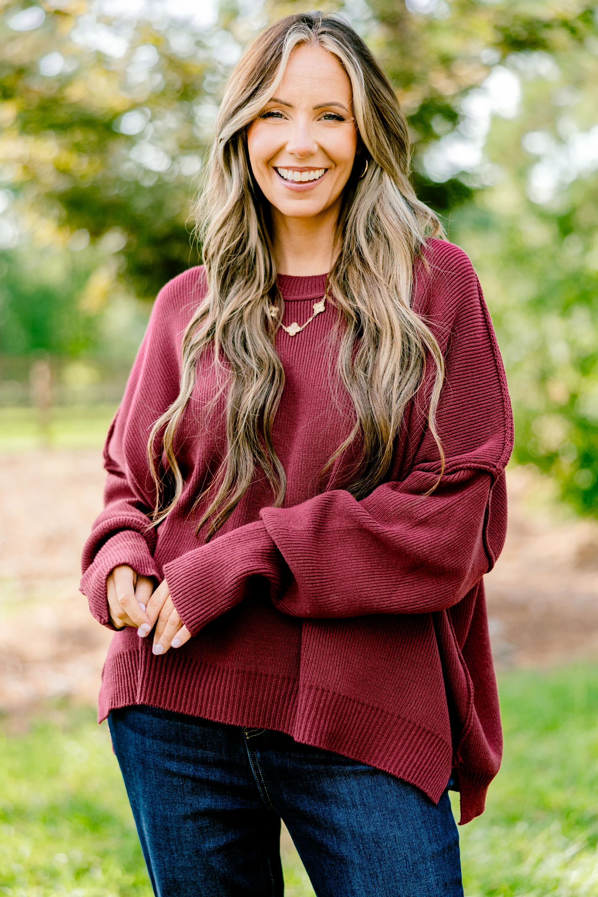 Magically Perfect Sweater, Crimson - Giverhouse