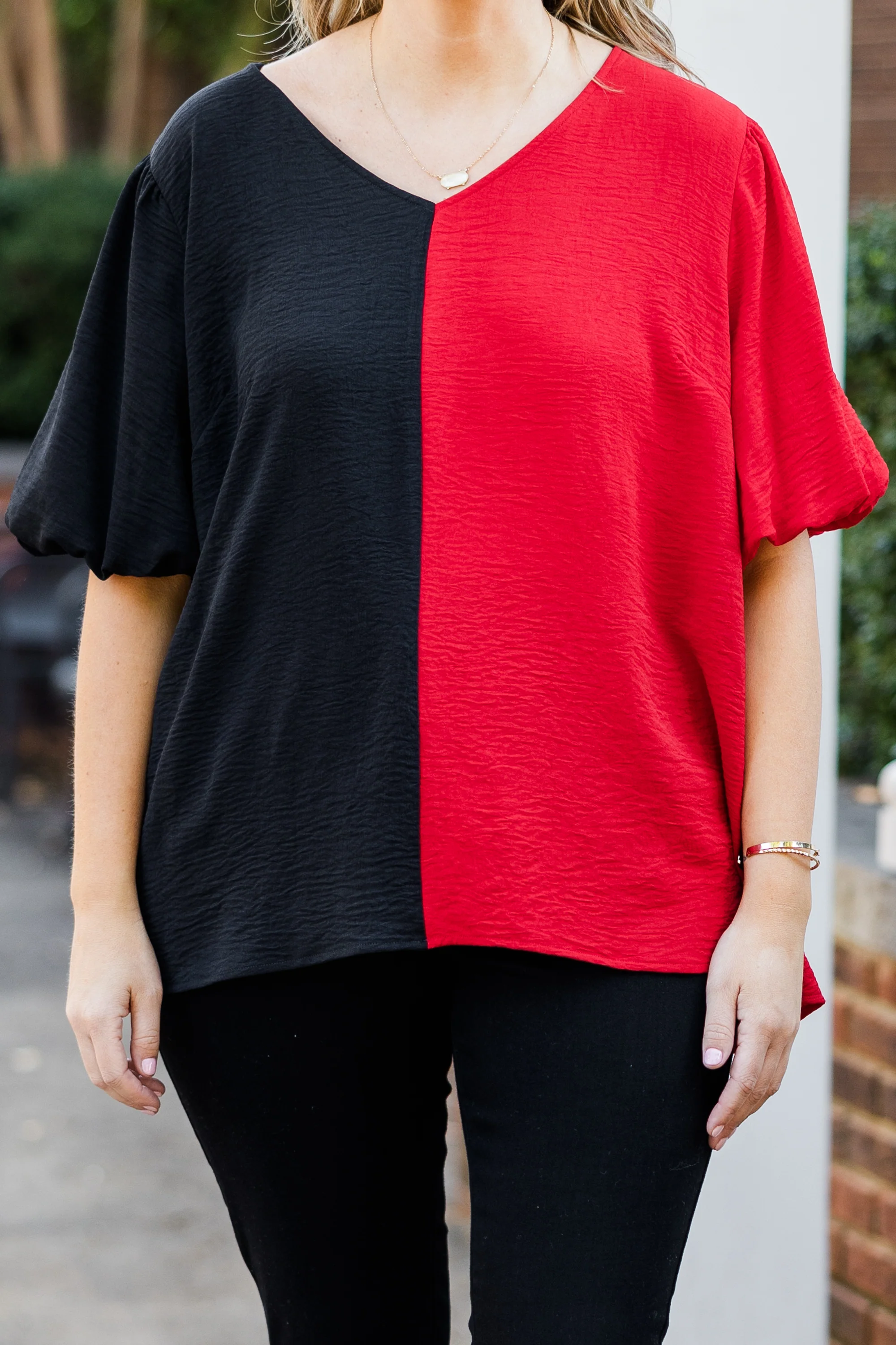 Sideline Sweetheart Top, Black-Red - Giverhouse