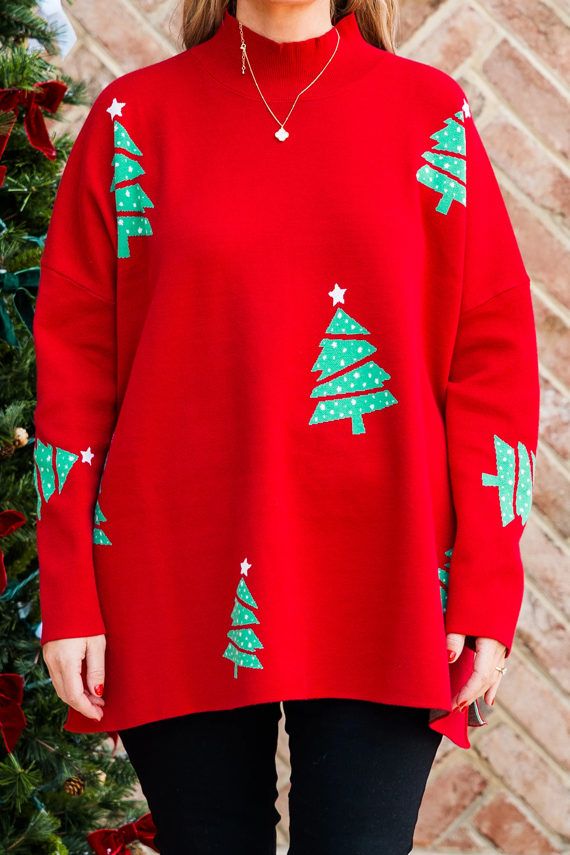 Everything And More Sweater, Red Tree - Giverhouse