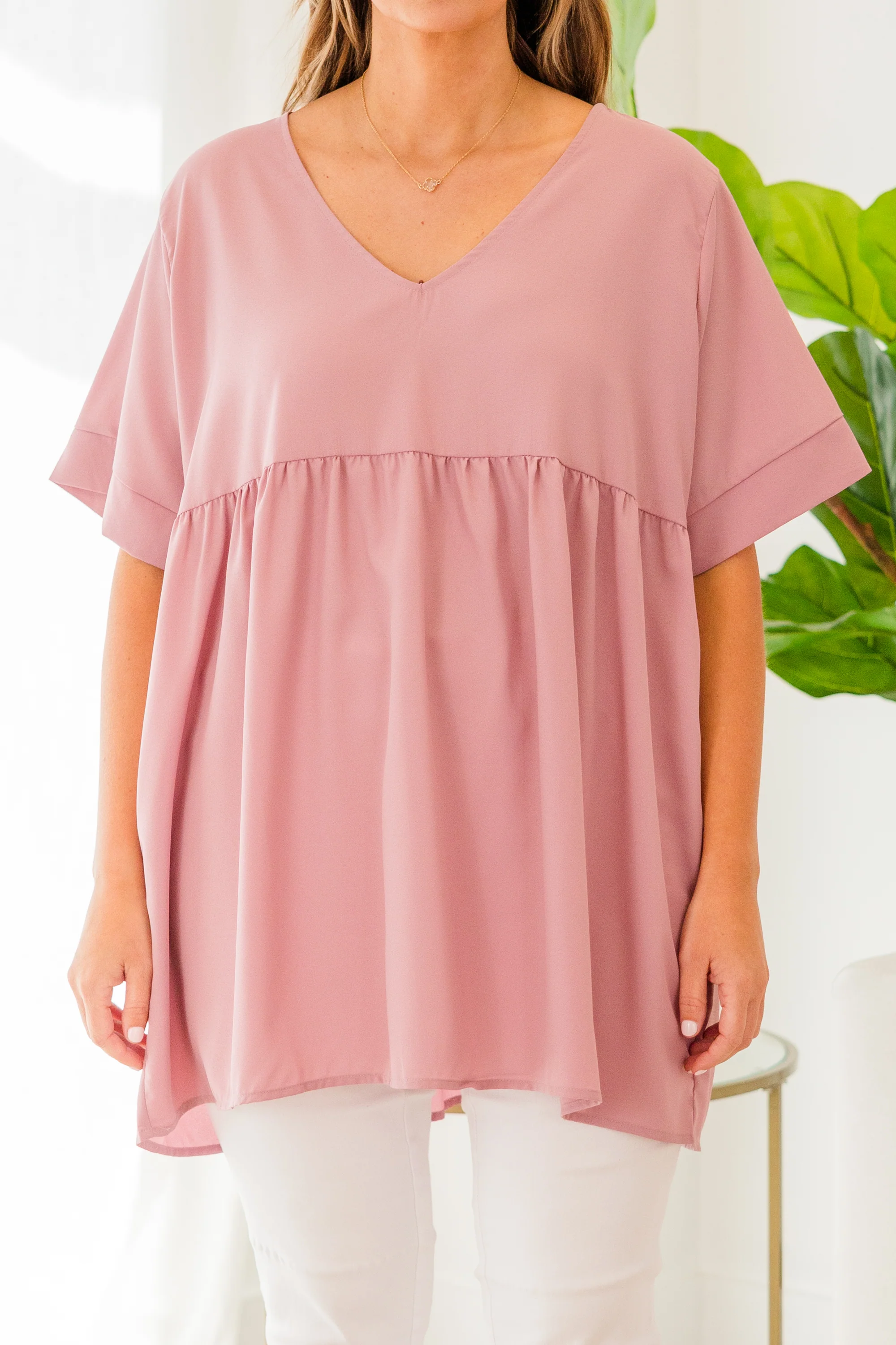 Primrose Babydoll Top, Light Rose - Giverhouse
