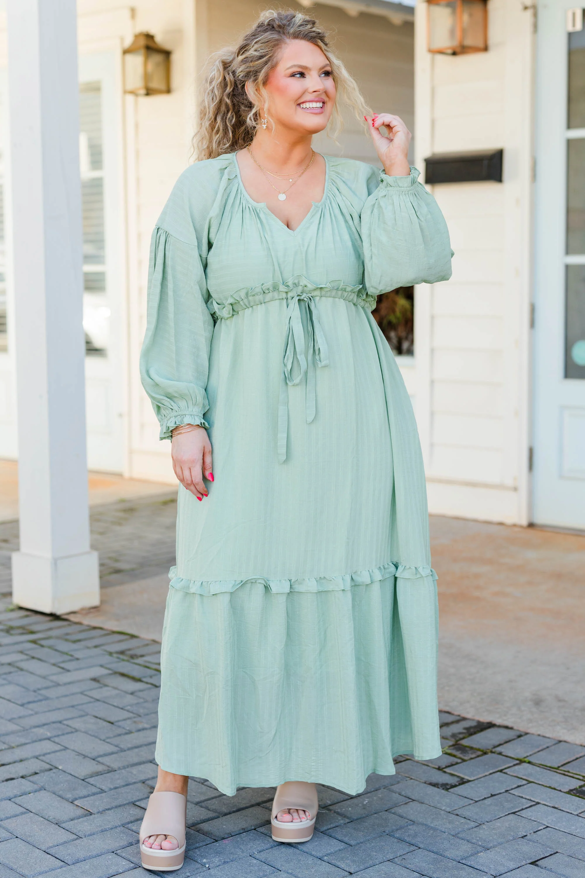 Tell Your Story Dress, Green - Giverhouse