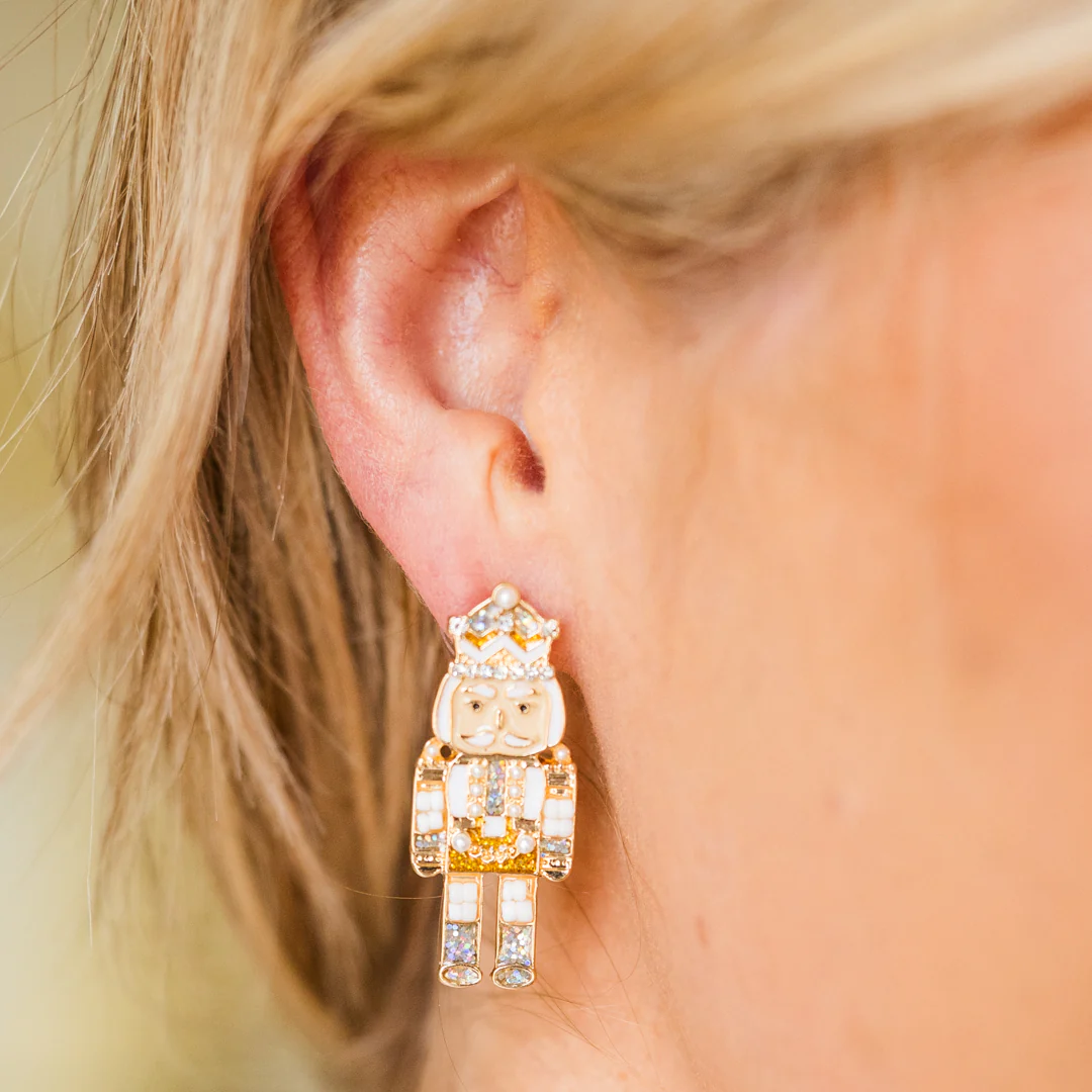 Sweet Nutcracker Earrings, White - Giverhouse
