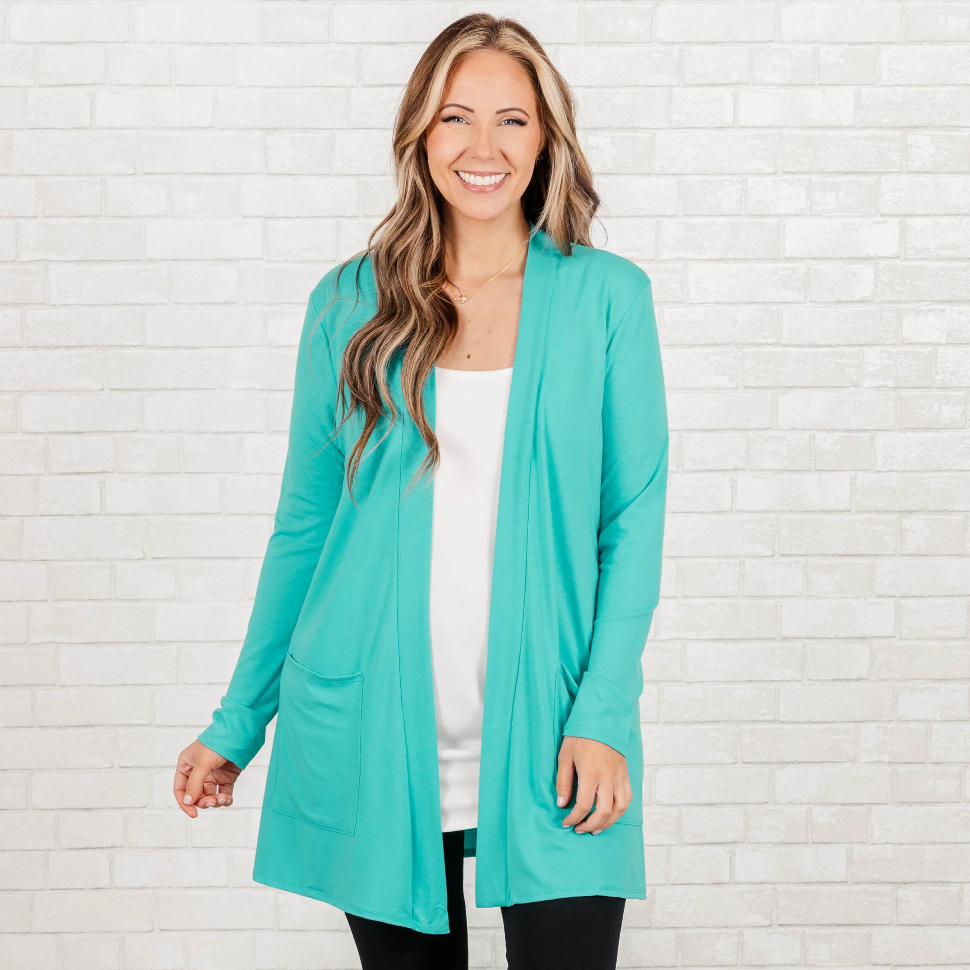 Kindness And Compassion Cardigan, Dusty Teal - Giverhouse