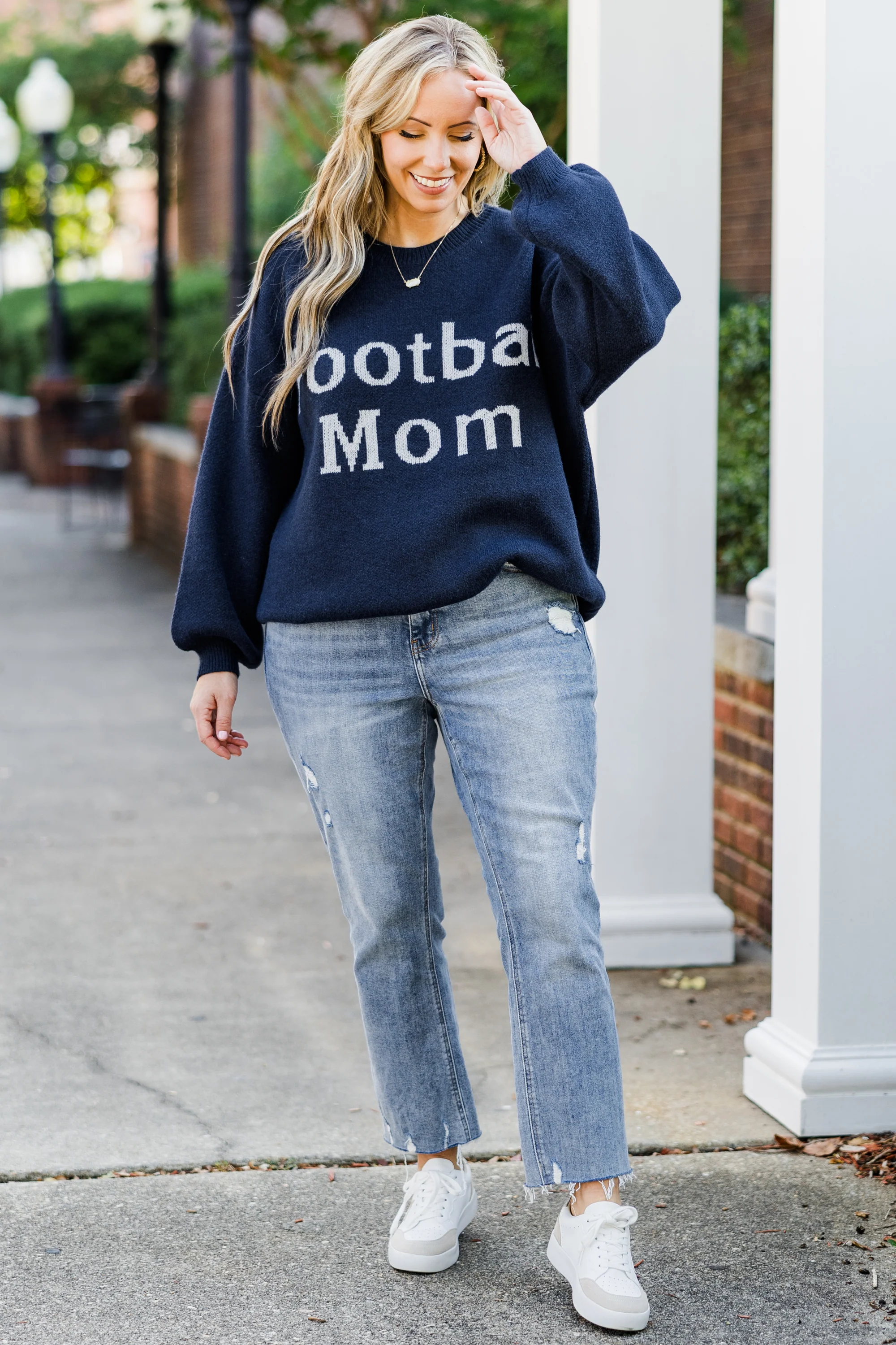 Football Mom Sweater, Navy - Giverhouse
