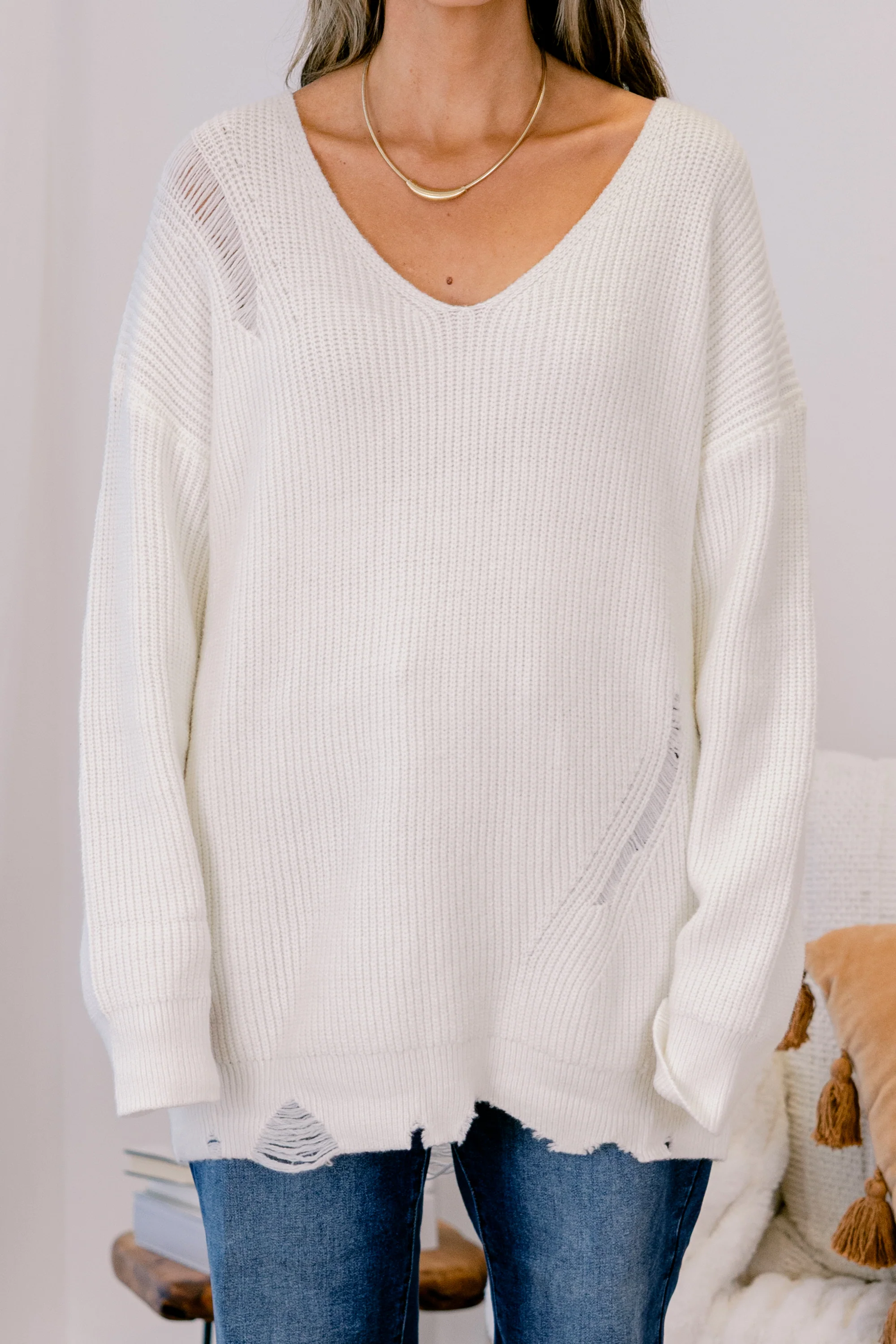 Turn It Up Tunic Sweater, Ivory - Giverhouse