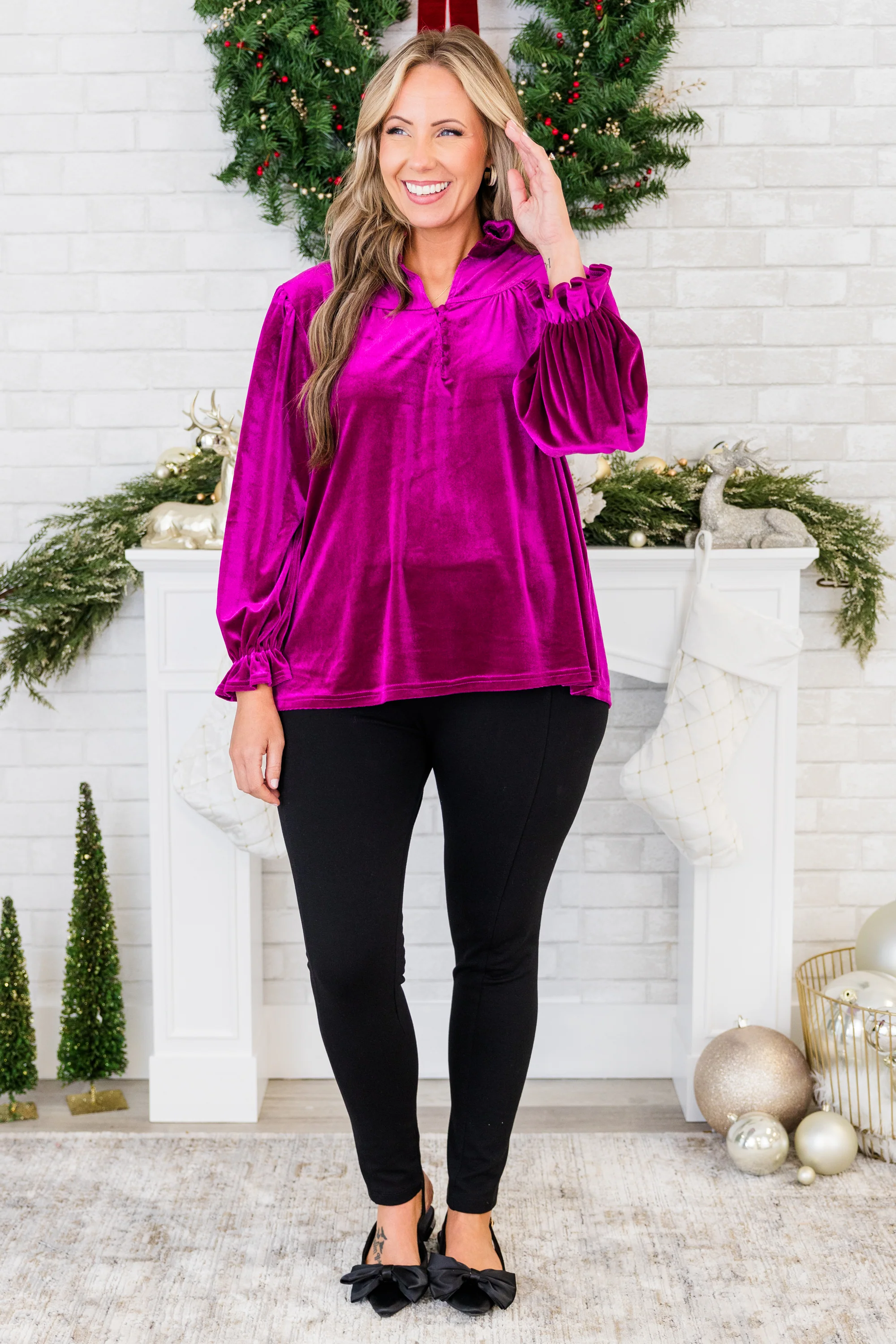 Shine Bright Beautiful Blouse, Magenta - Giverhouse