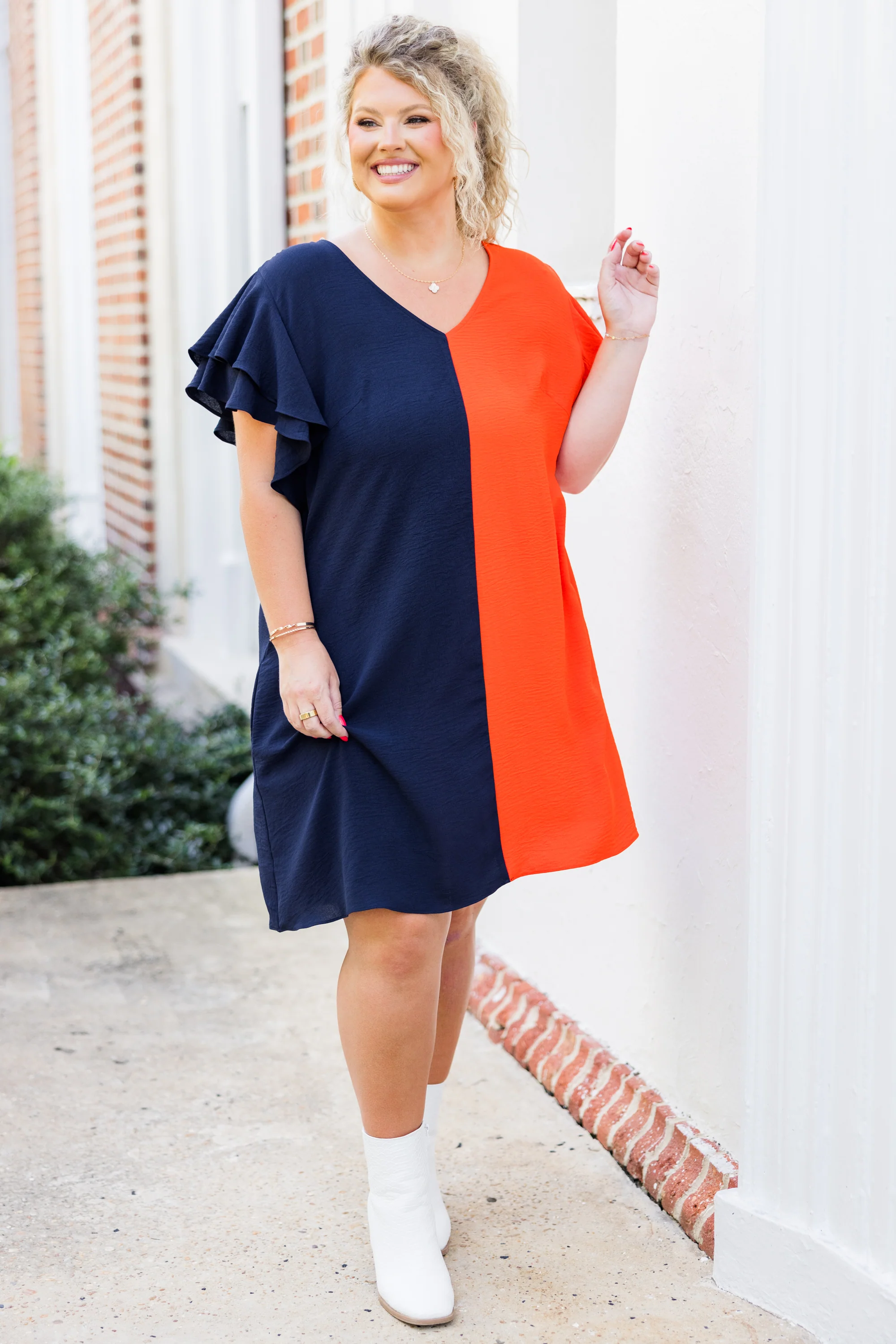 Saturday Best Dress, Navy-Orange - Giverhouse