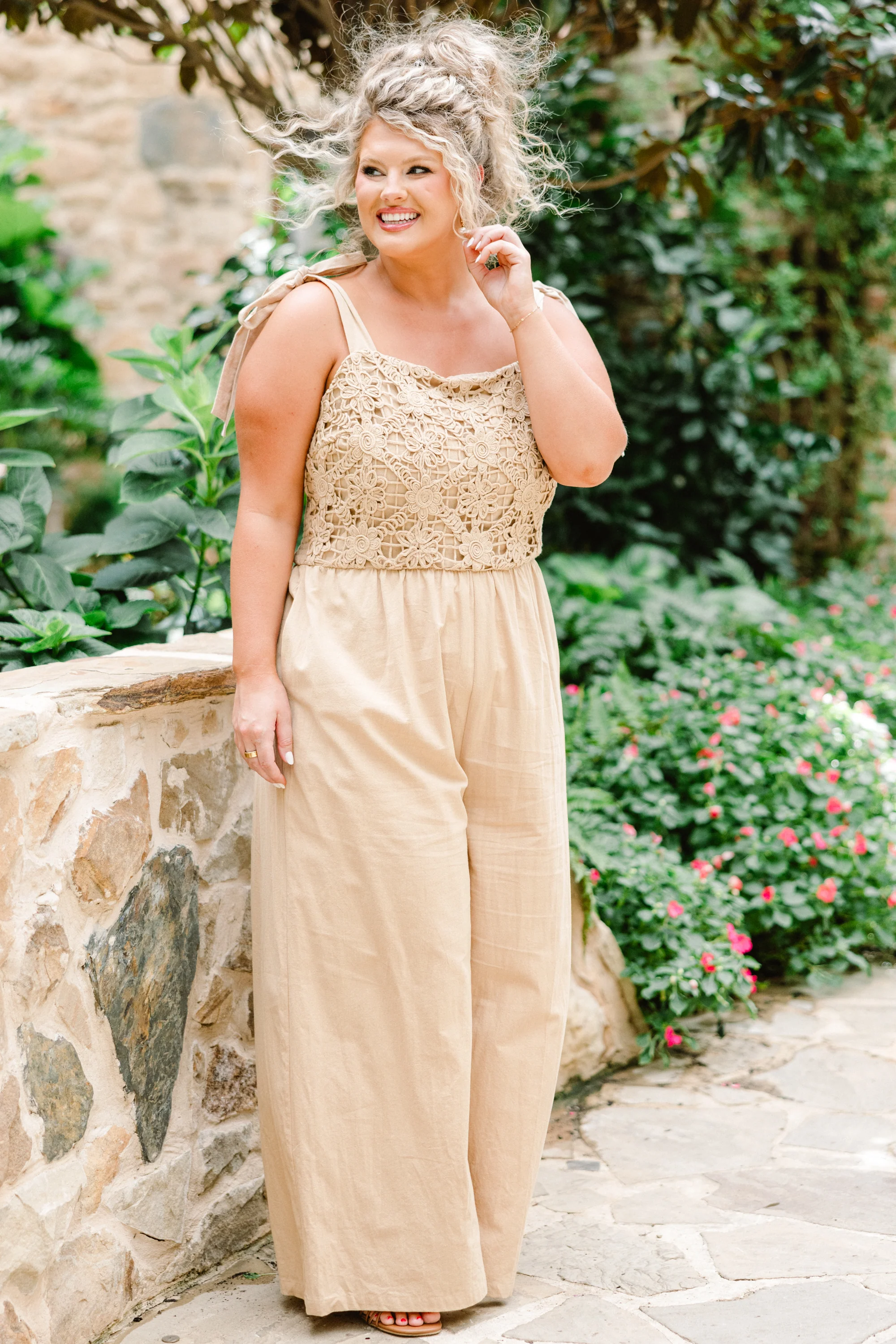 Let's Dance Tonight Jumpsuit, Latte - Giverhouse