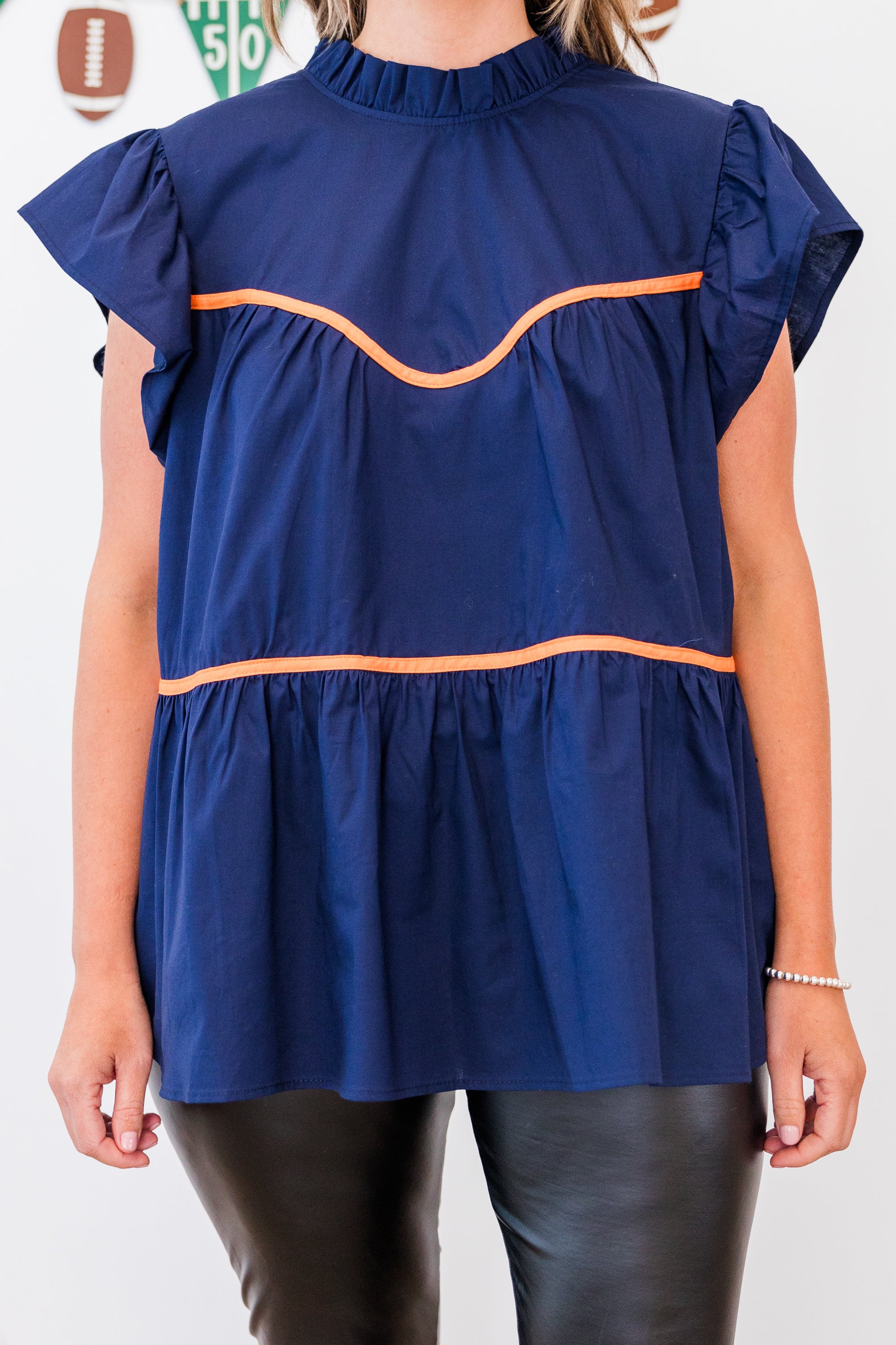 All The Spirit Top, Navy-Orange - Giverhouse