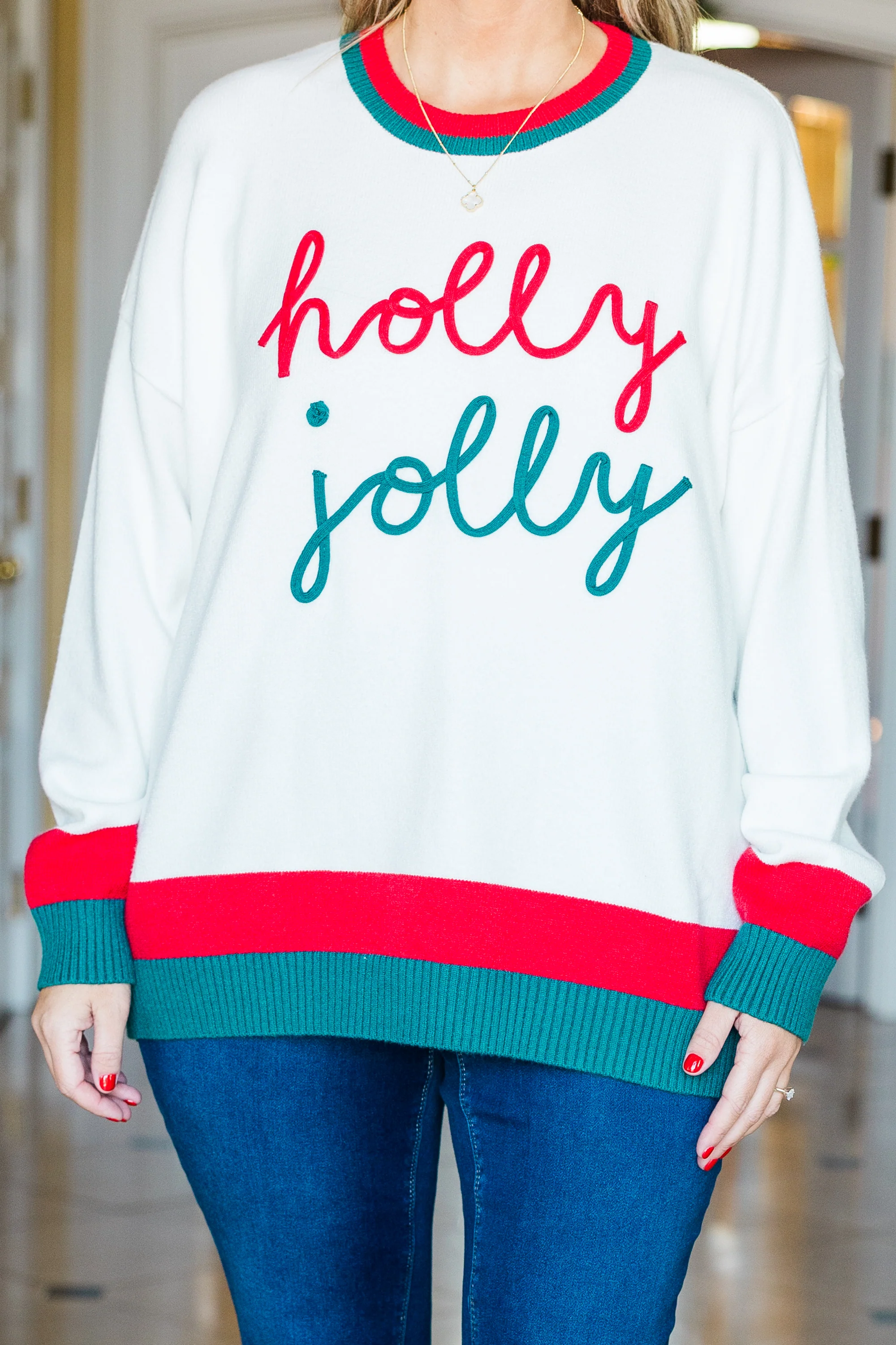 Holly Jolly Baby Sweater, White - Giverhouse