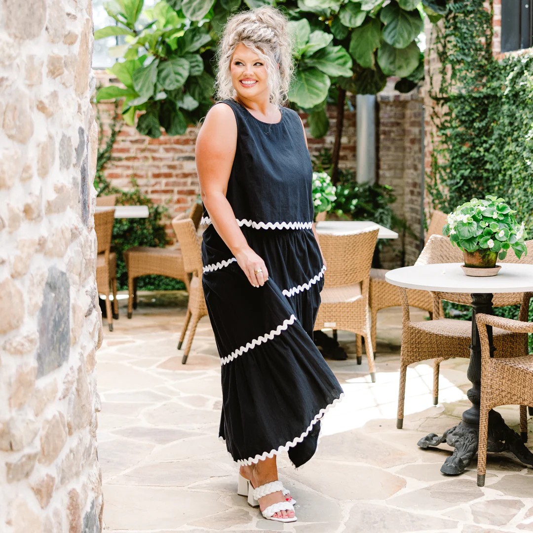 Shared Feelings Maxi Skirt, Black-Ivory - Giverhouse