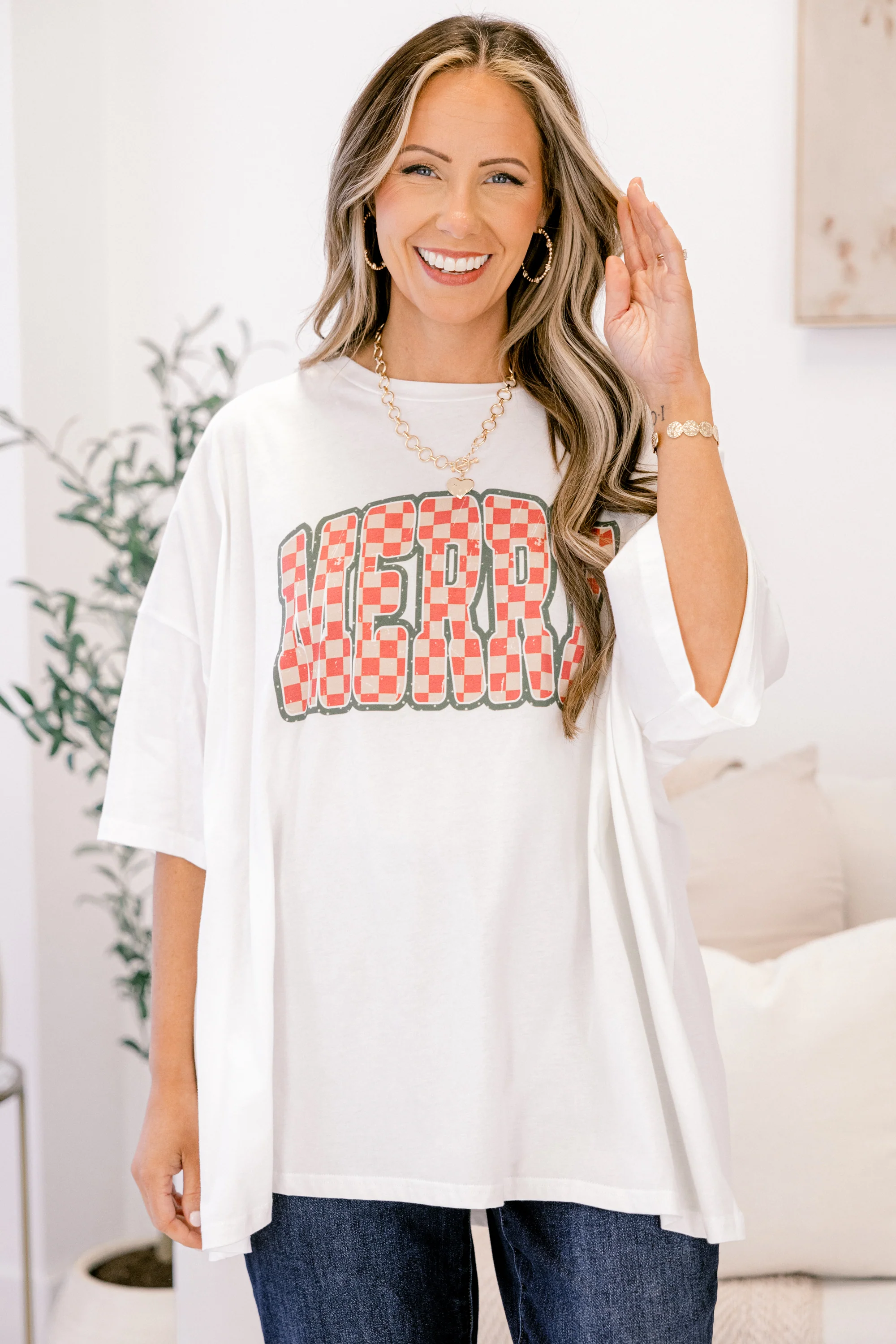 Days of Merry Imported Boyfriend Tee, White - Giverhouse