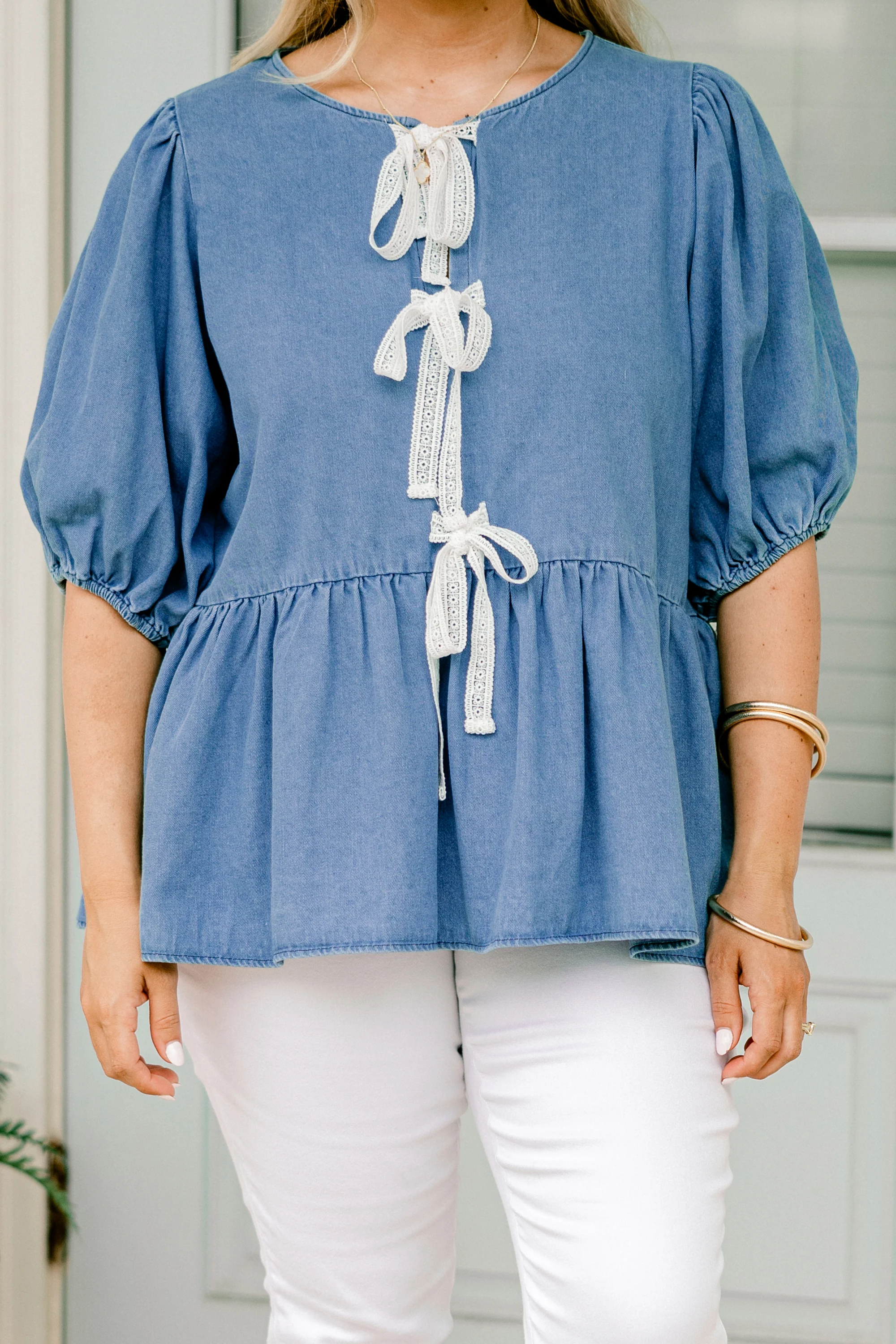 Take It Easy Now Top, Chambray - Giverhouse