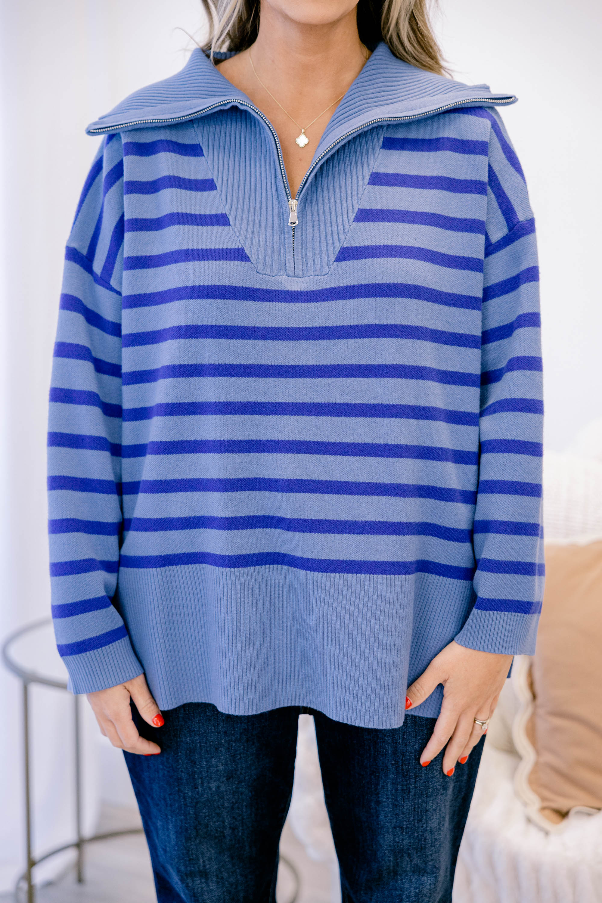 Sweet Stripes Sweater, Blue - Giverhouse