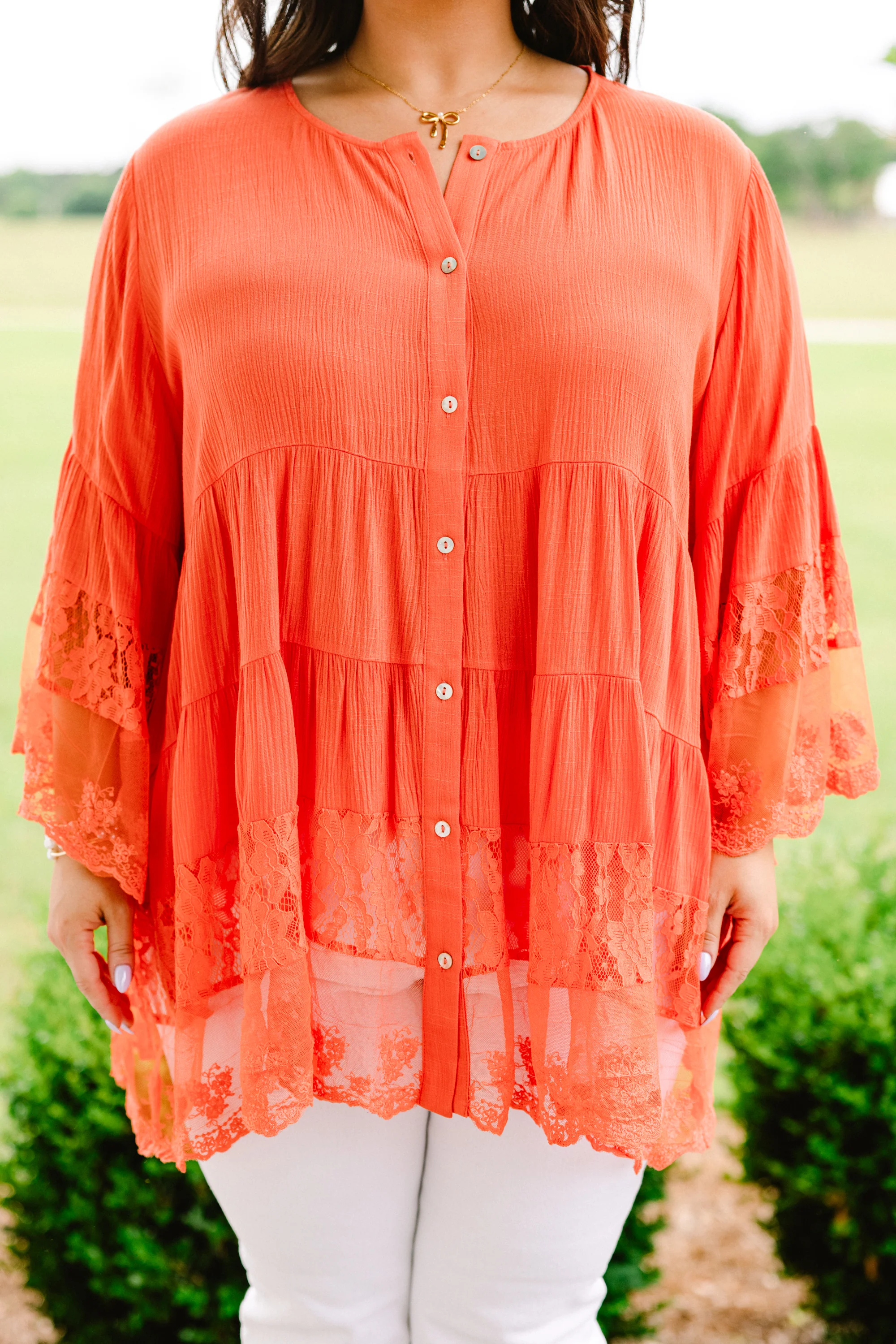 Don't Fail Me Now Blouse, Coral - Giverhouse