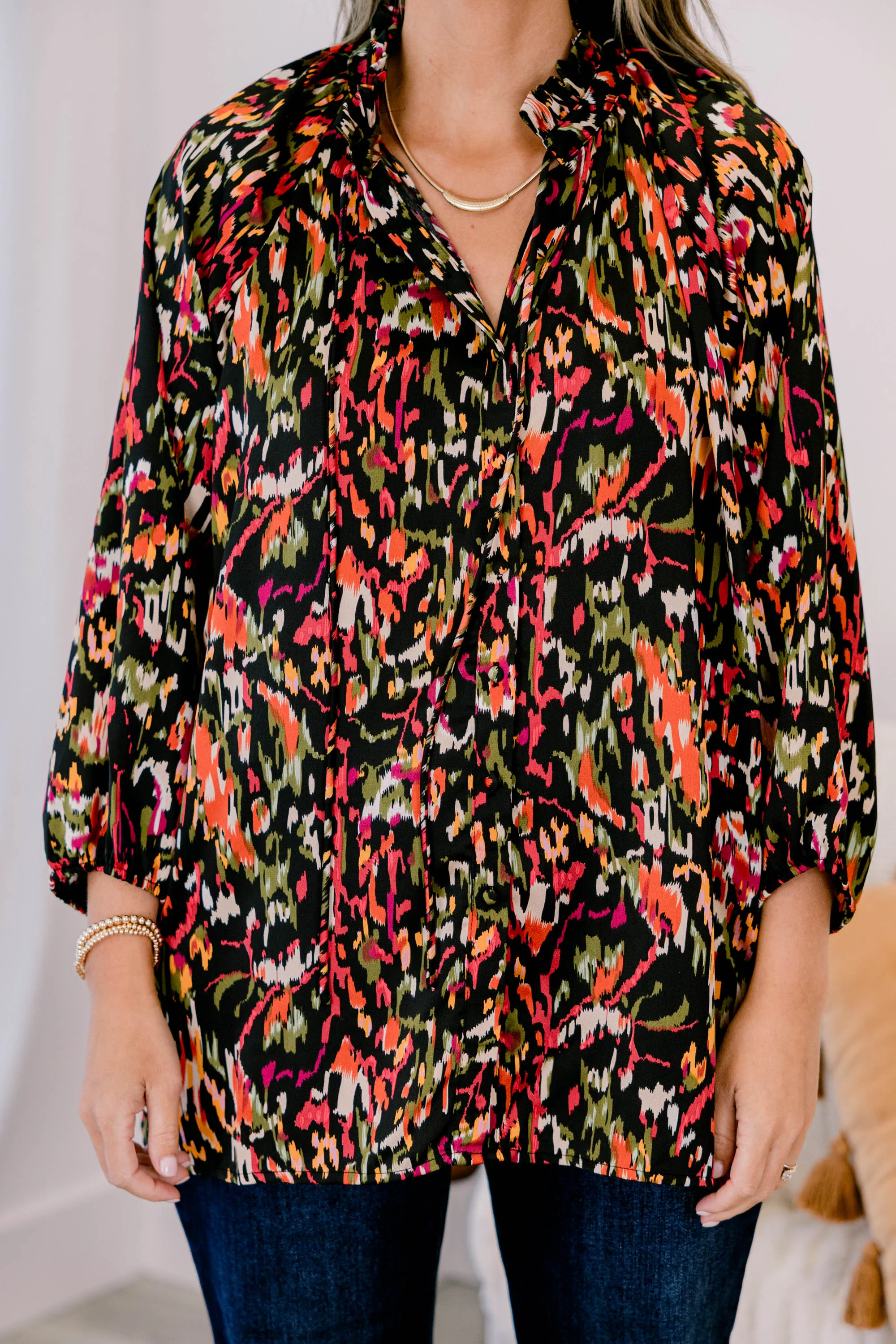 All In Due Time Top, Black Multi - Giverhouse