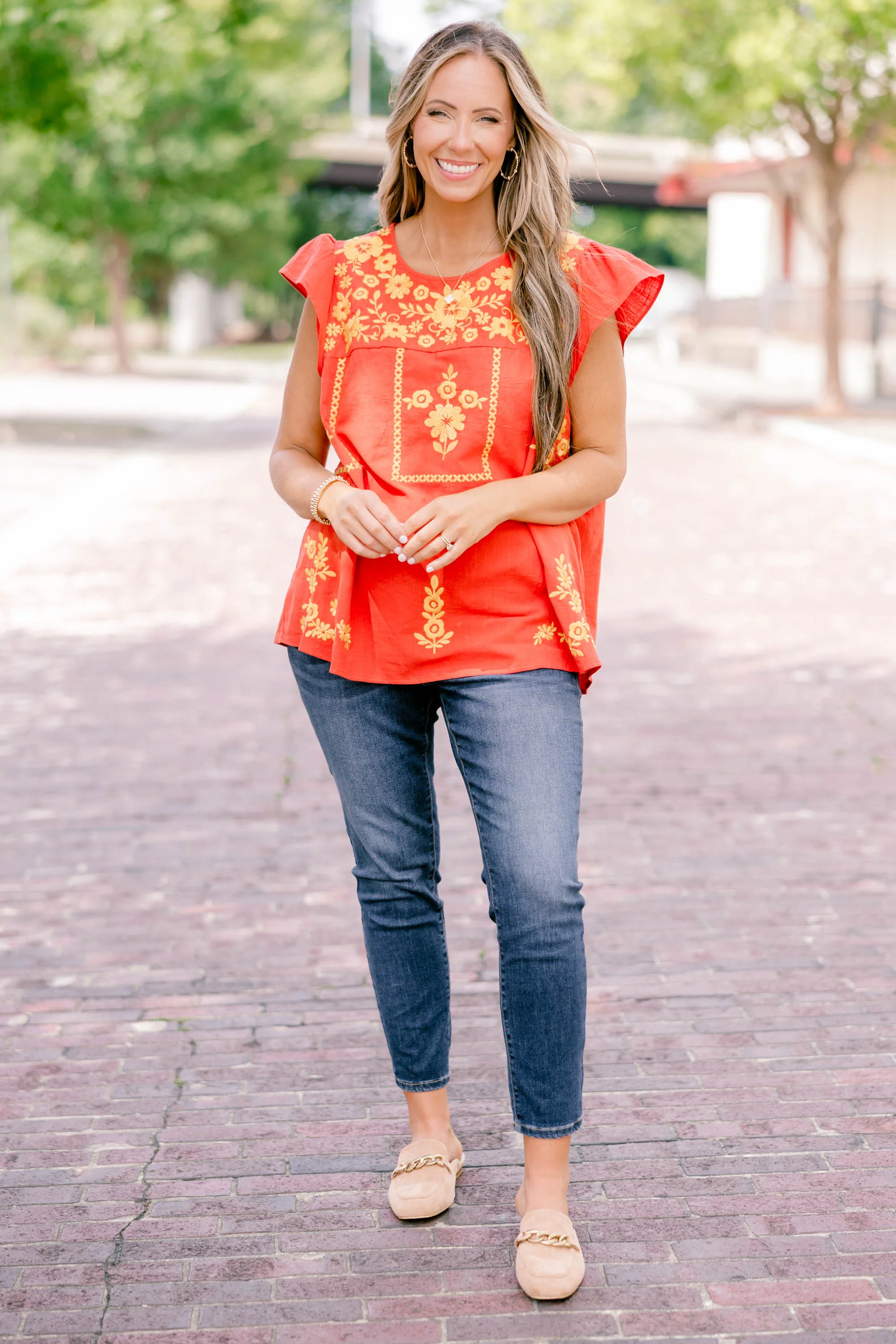 Warmer Breeze Top, Rust Marigold - Giverhouse