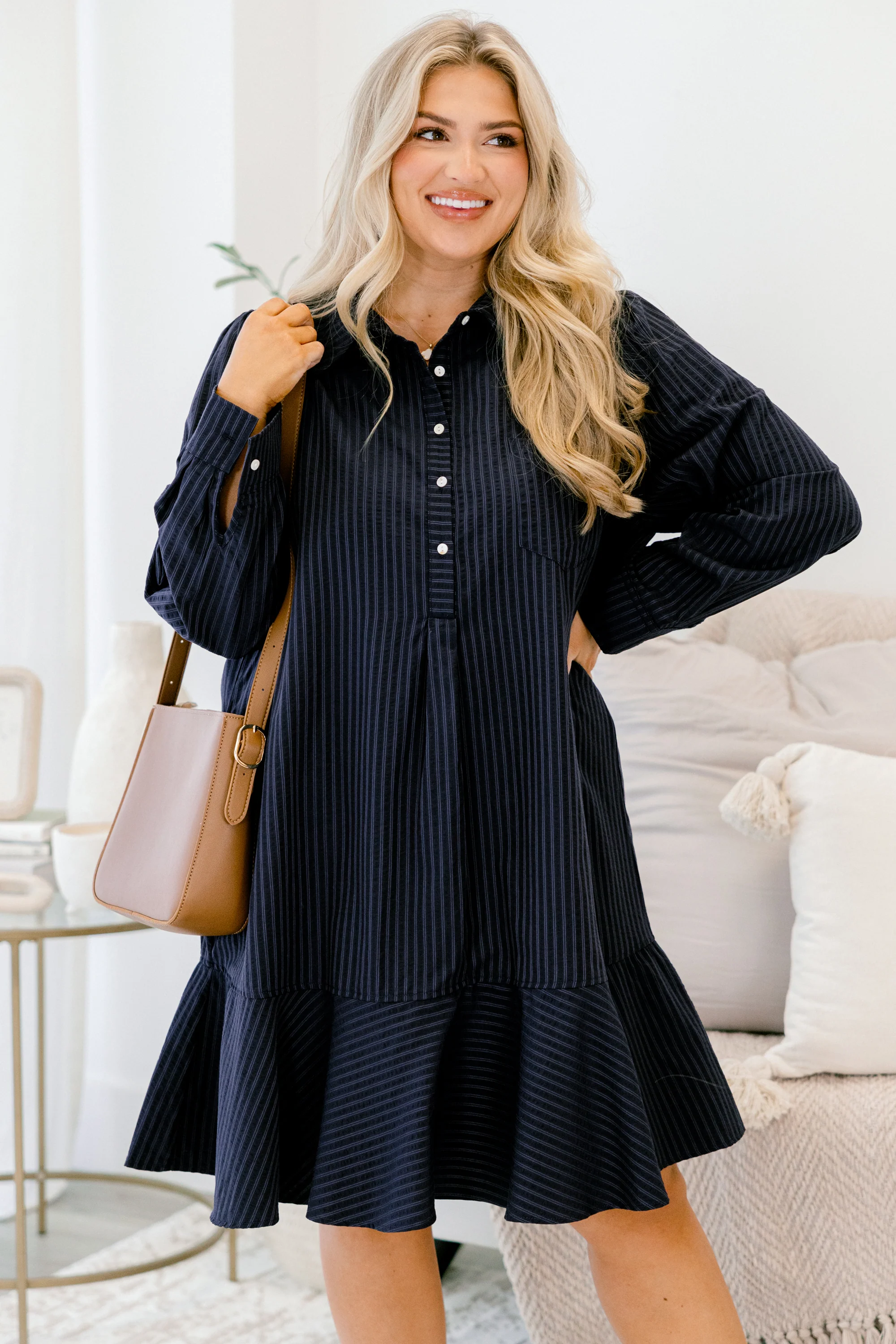 Days Like Today Dress, Navy Stripe - Giverhouse