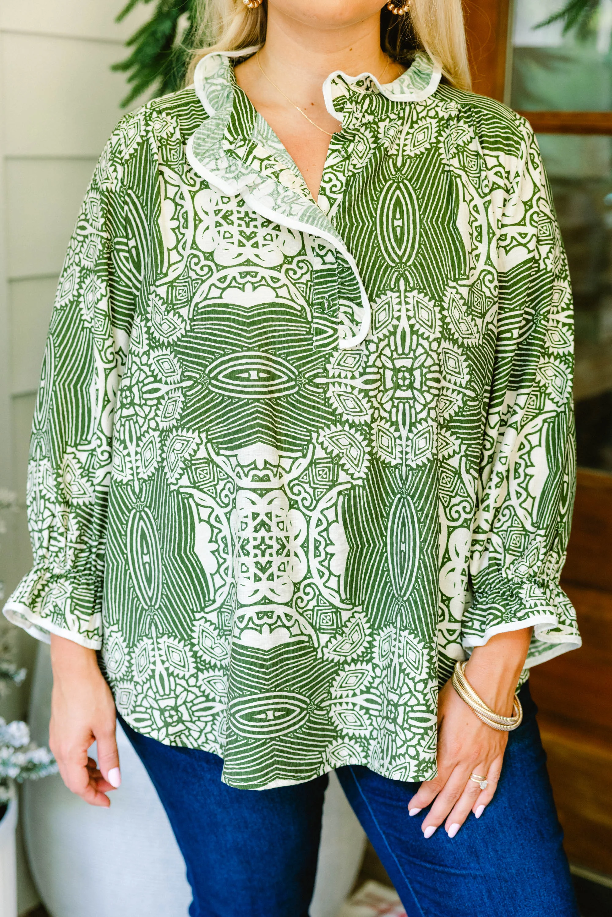 Find My Muse Top, Green Abstract - Giverhouse