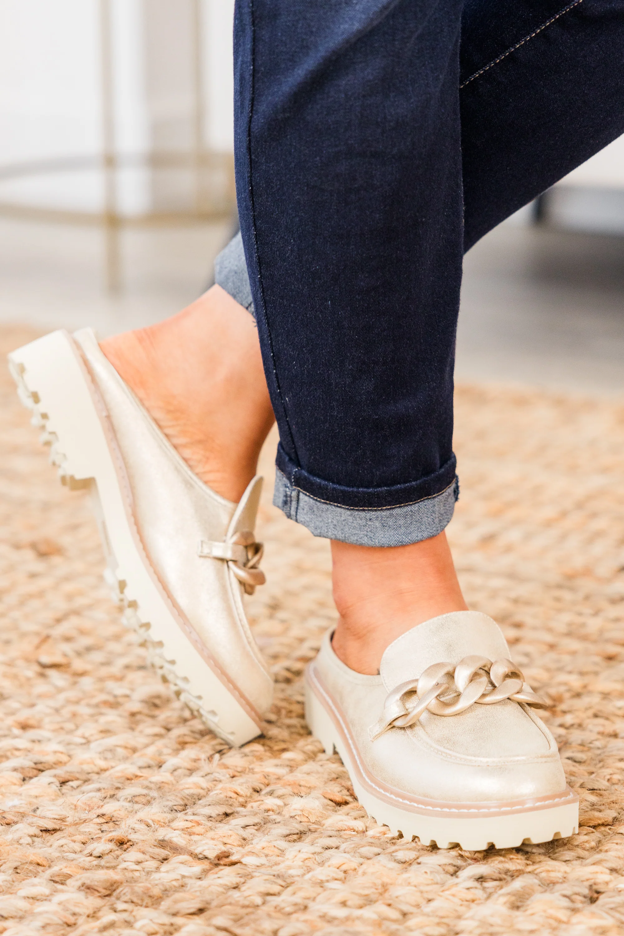 Glitter And Gold Mules, Gold - Giverhouse