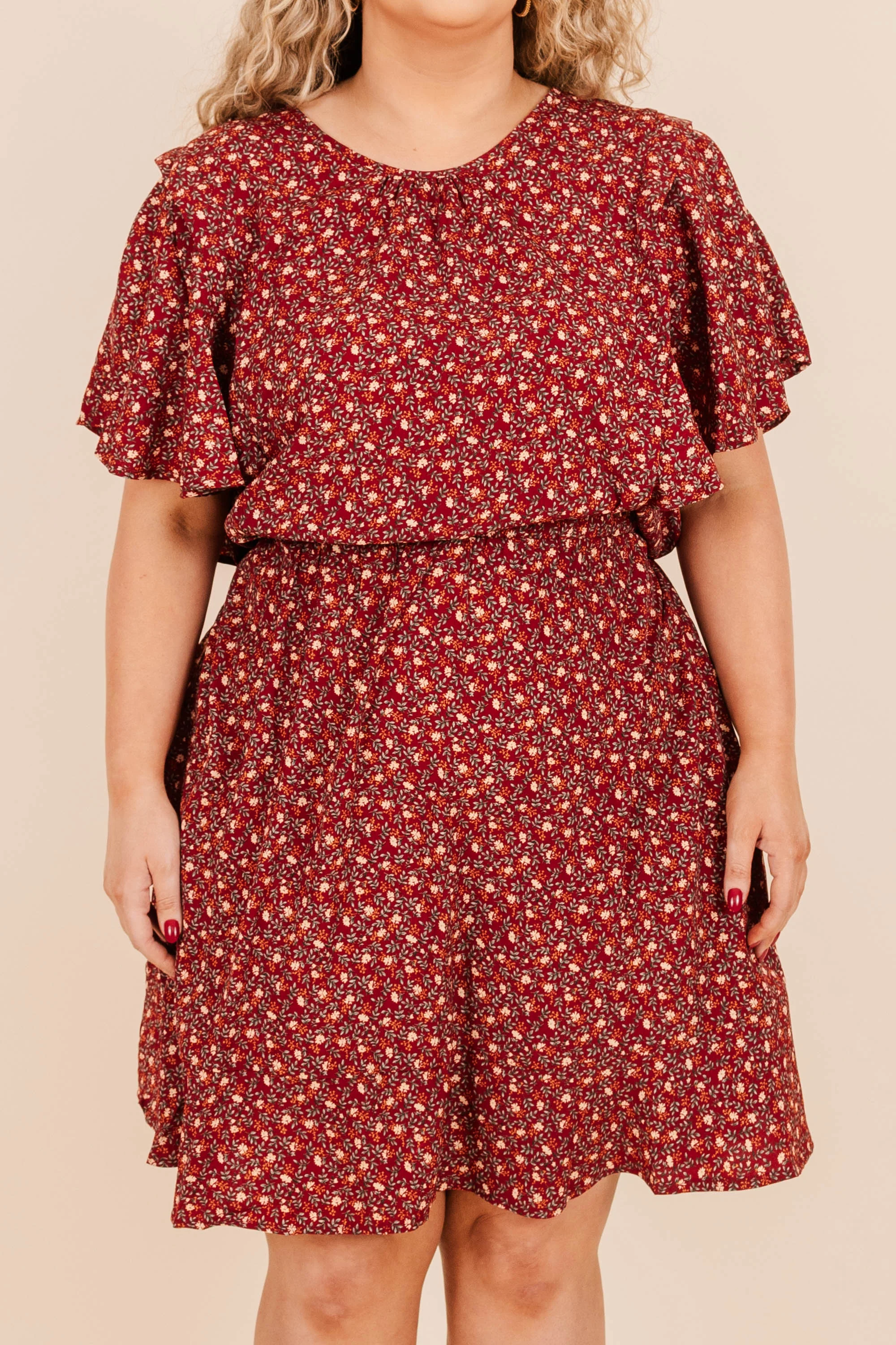 Bask In Every Moment Dress, Burgundy - Giverhouse