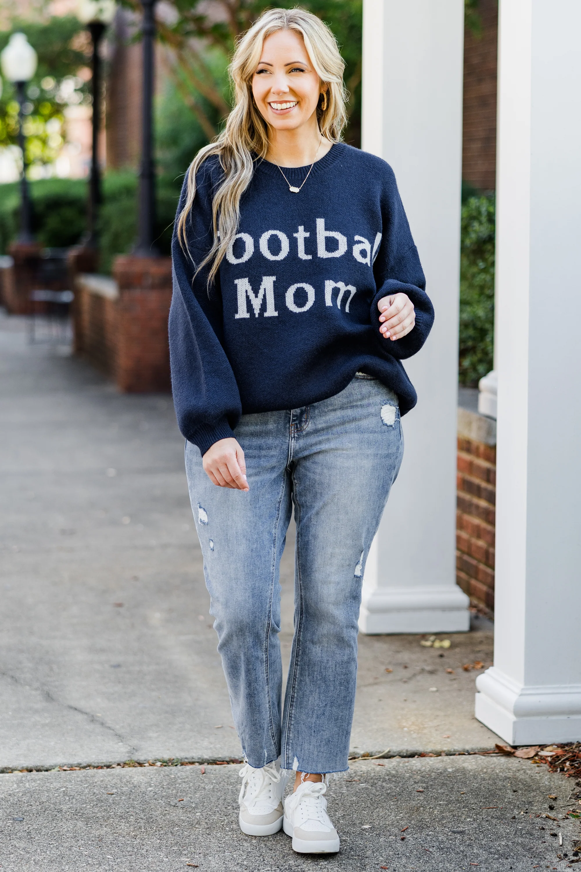 Football Mom Sweater, Navy - Giverhouse