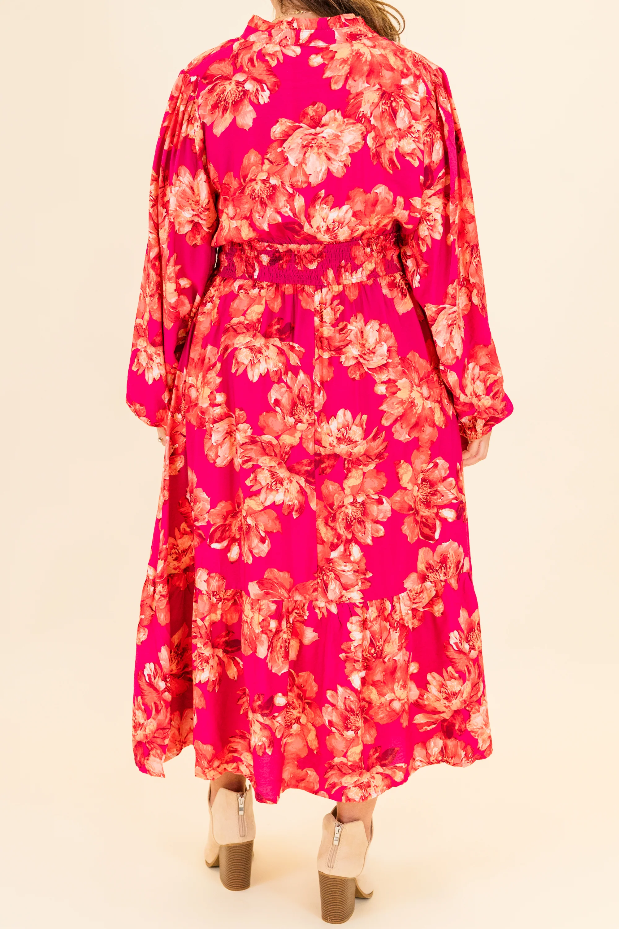 Gentle On My Mind Midi Dress, Magenta - Giverhouse