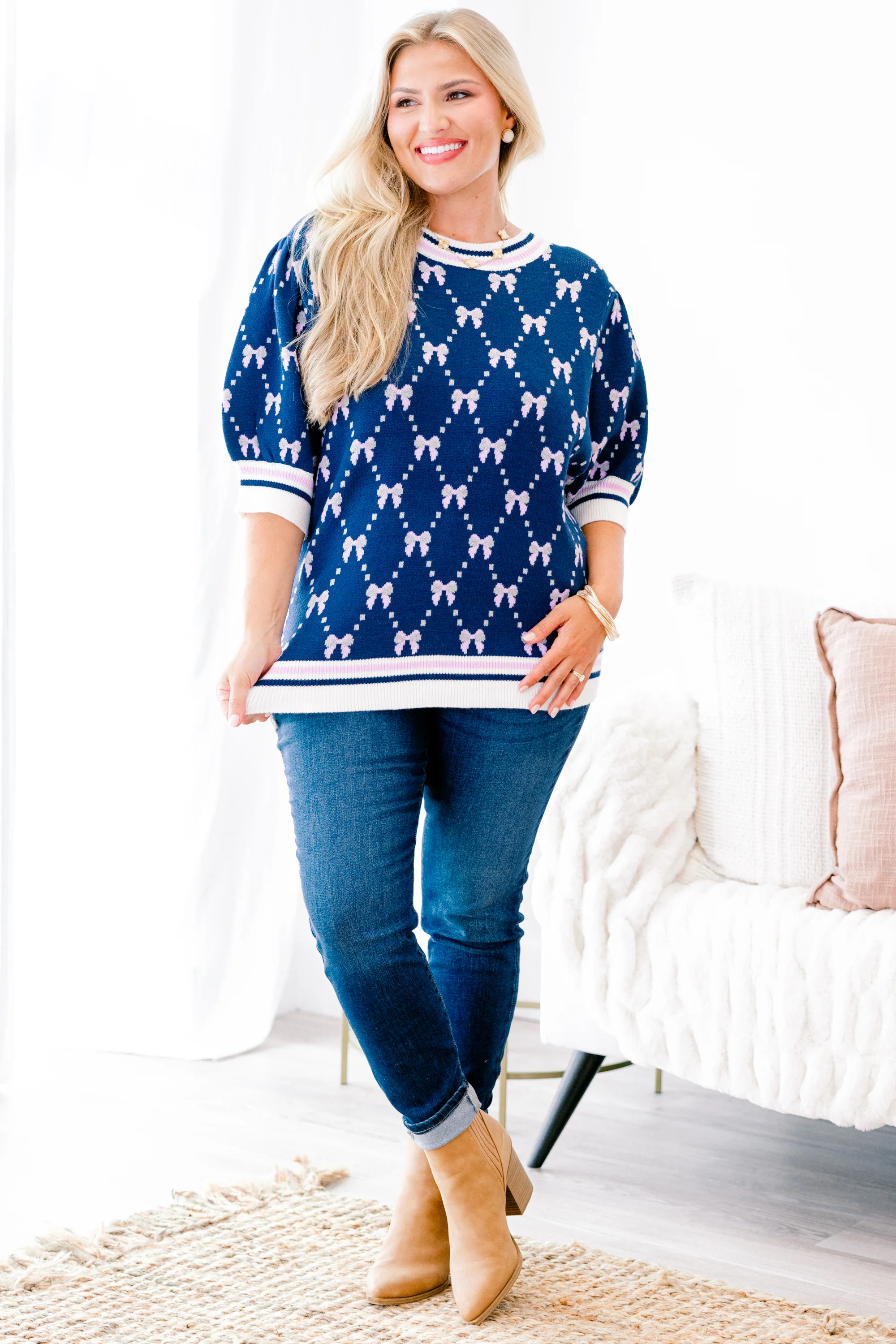 Love And Life Sweater, Navy Blue - Giverhouse