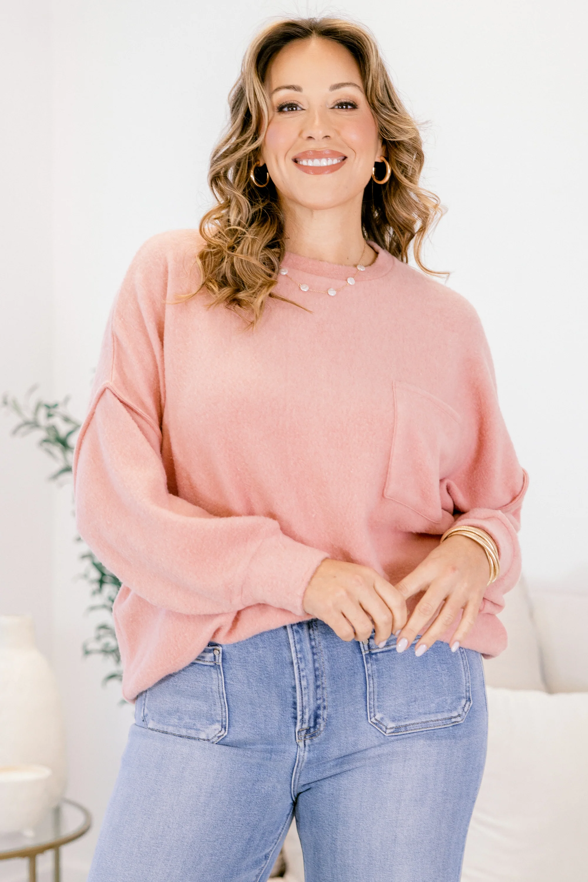 Just Take A Break Sweater, Tan Rose - Giverhouse