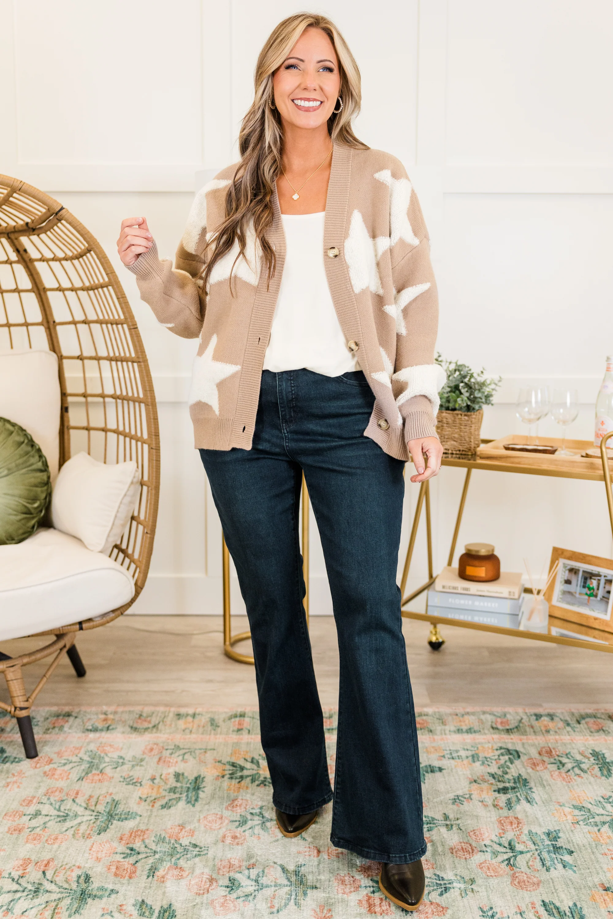 Beautiful Eyes Cardigan, Taupe - Giverhouse